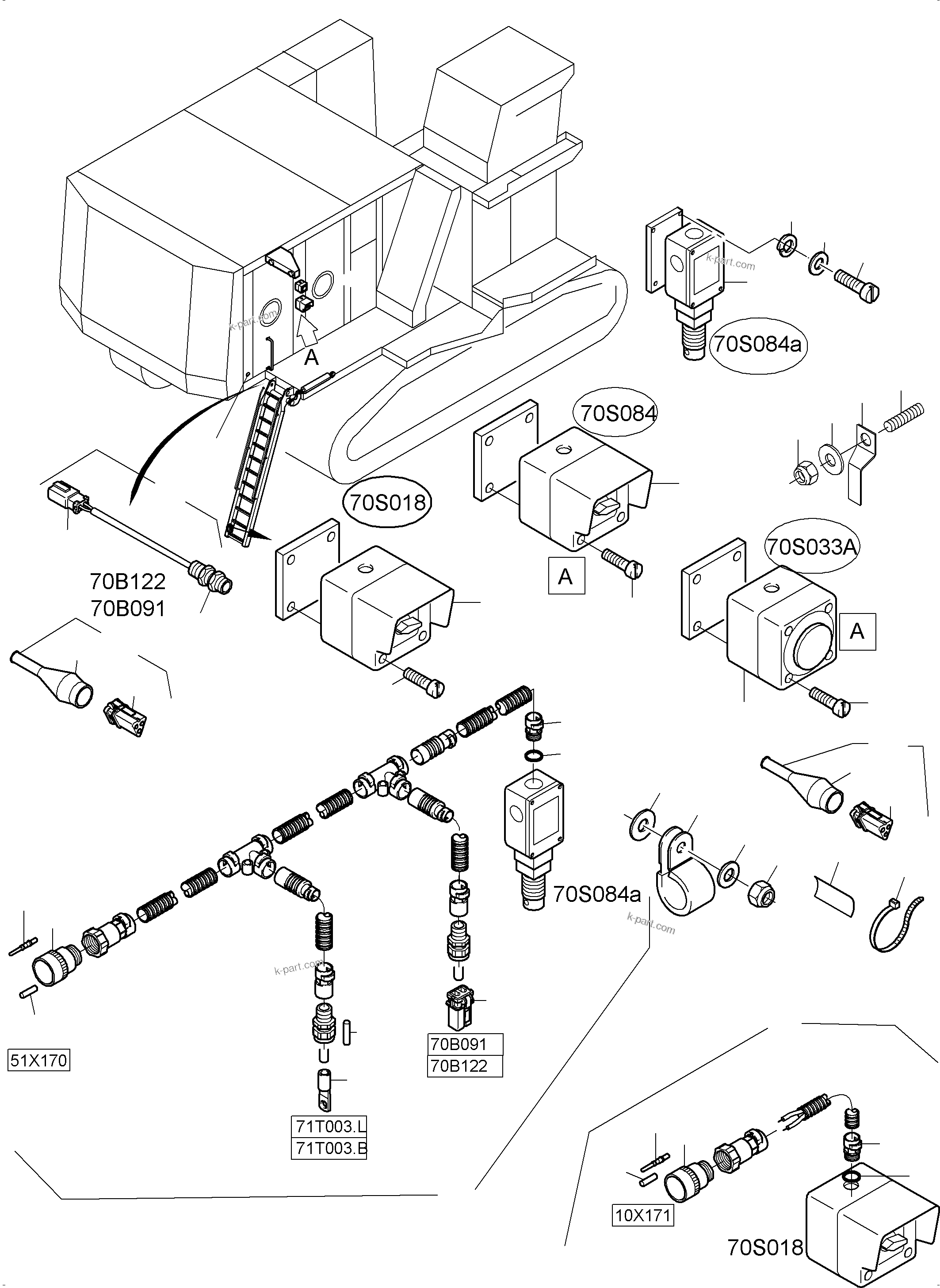 Komatsu parts book diagram for PC8000-6 S/N 12082: ELECTRIC PARTS - LADDER