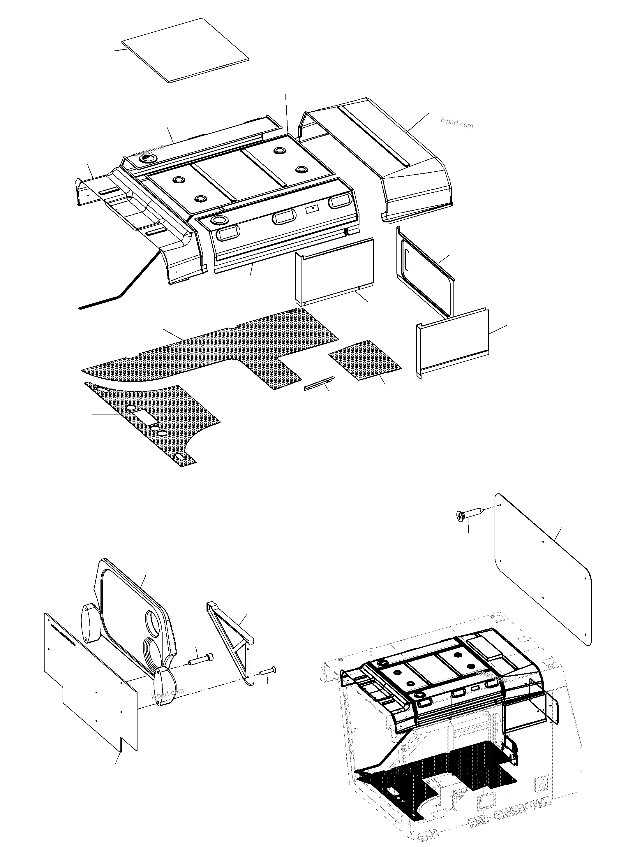 Komatsu parts book diagram for PC8000-6 S/N 12082: OPERATOR'S CAB PART VHMS