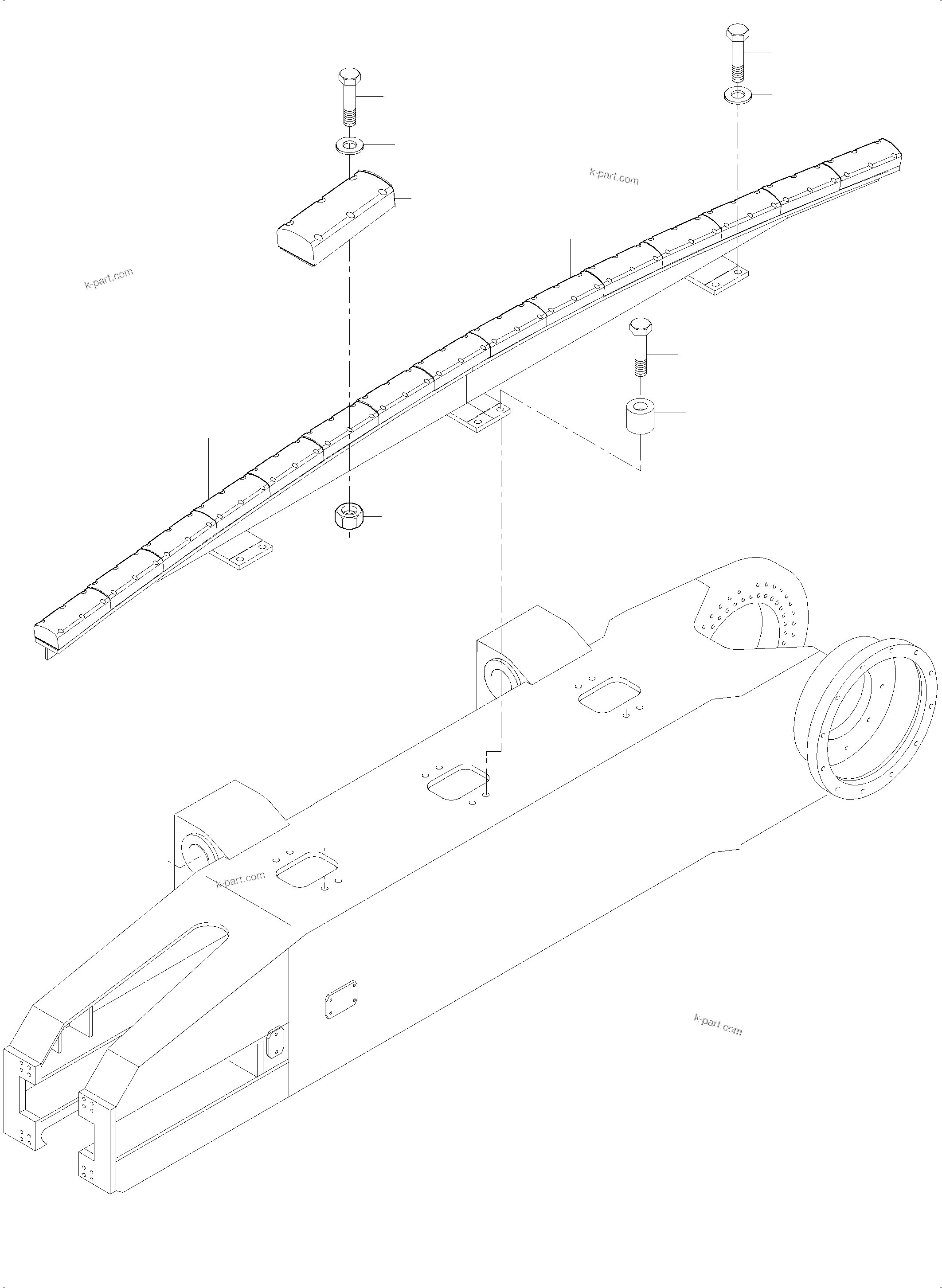 Komatsu parts book diagram for PC8000-6 S/N 12082: RAIL SUPPORT