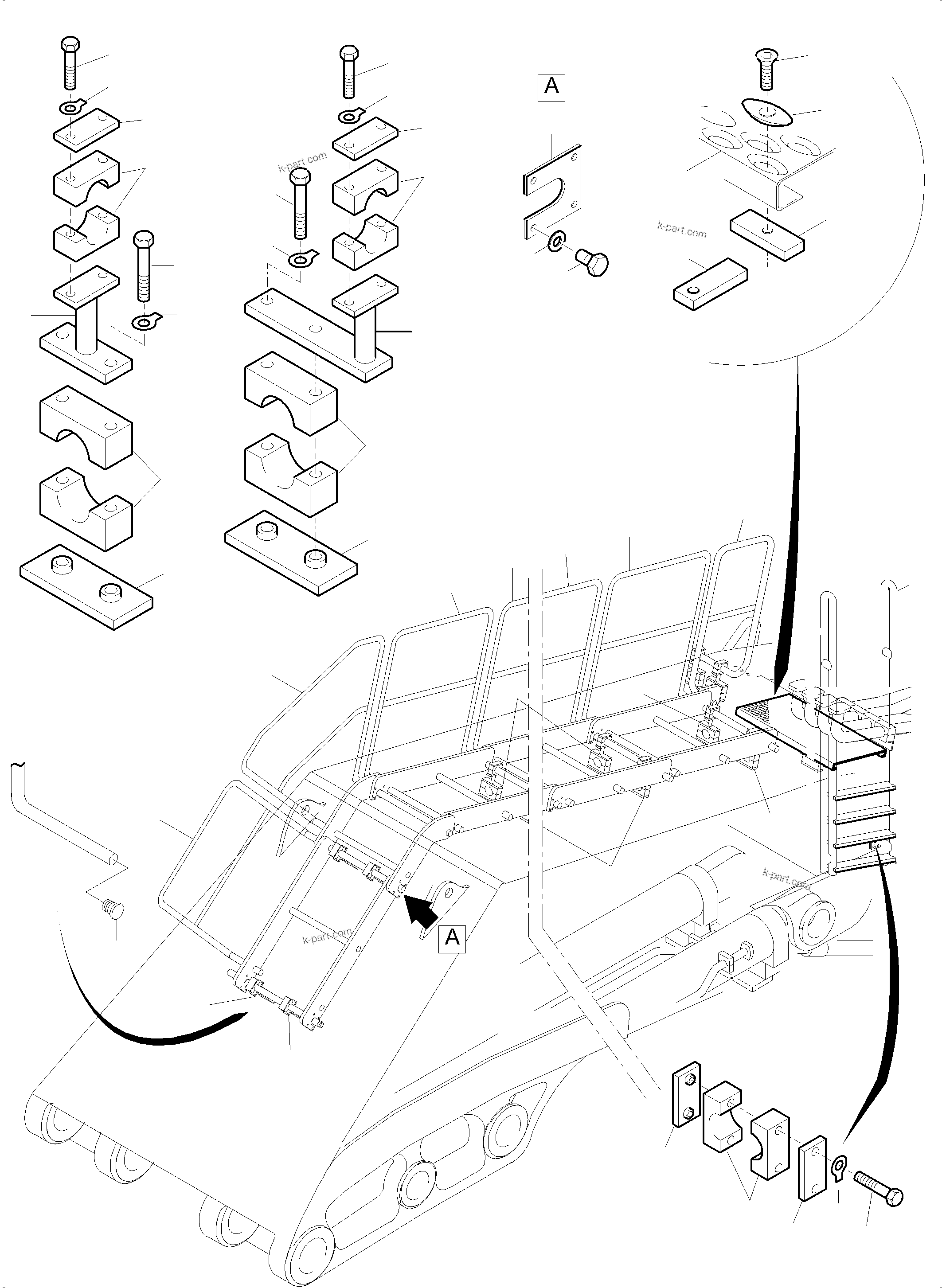 Komatsu parts book diagram for PC8000-6 S/N 12082: BOOM - CATWALK