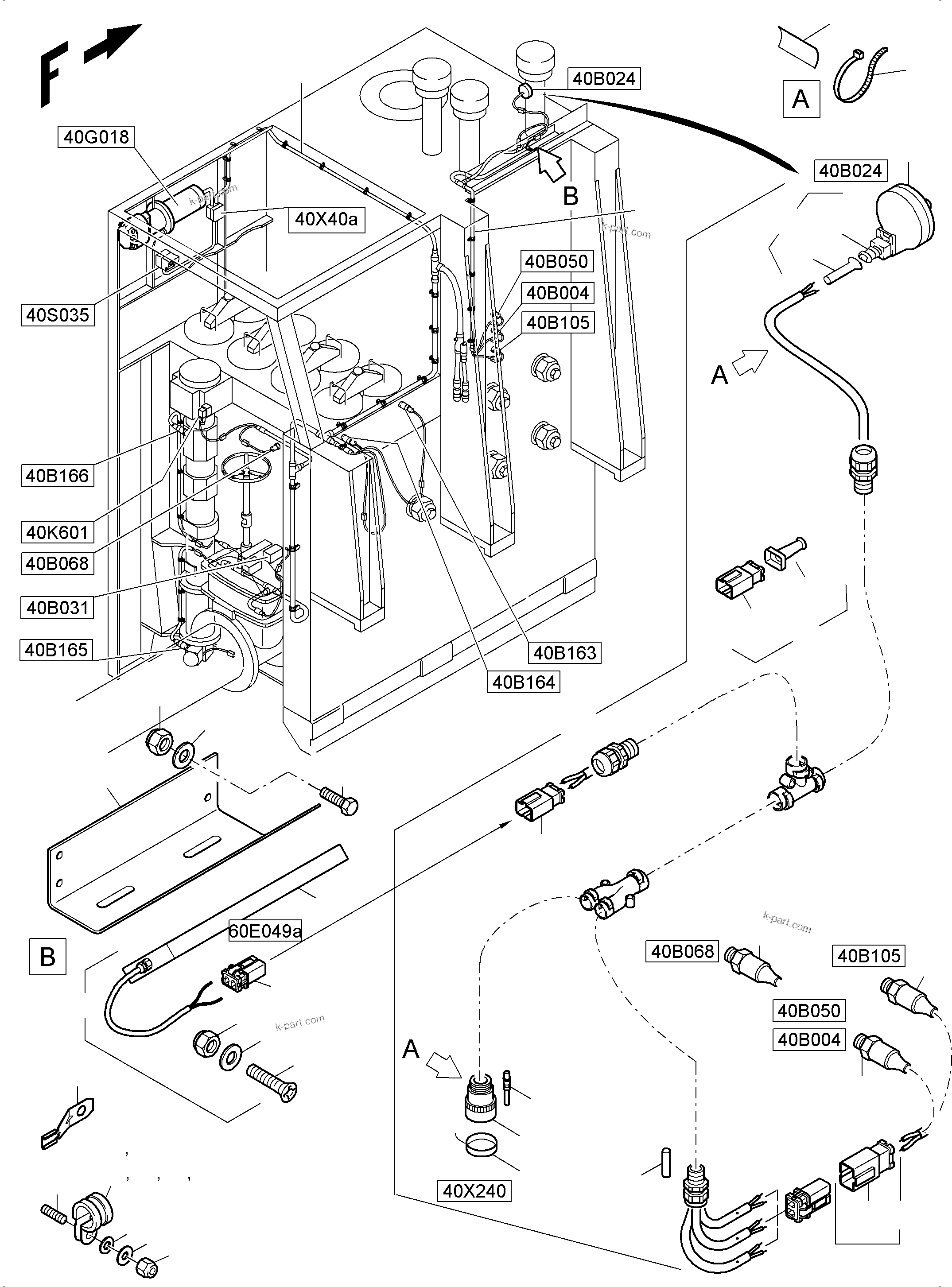 Komatsu parts book diagram for PC8000-6 S/N 12082: ELECTRIC - OIL TANK
