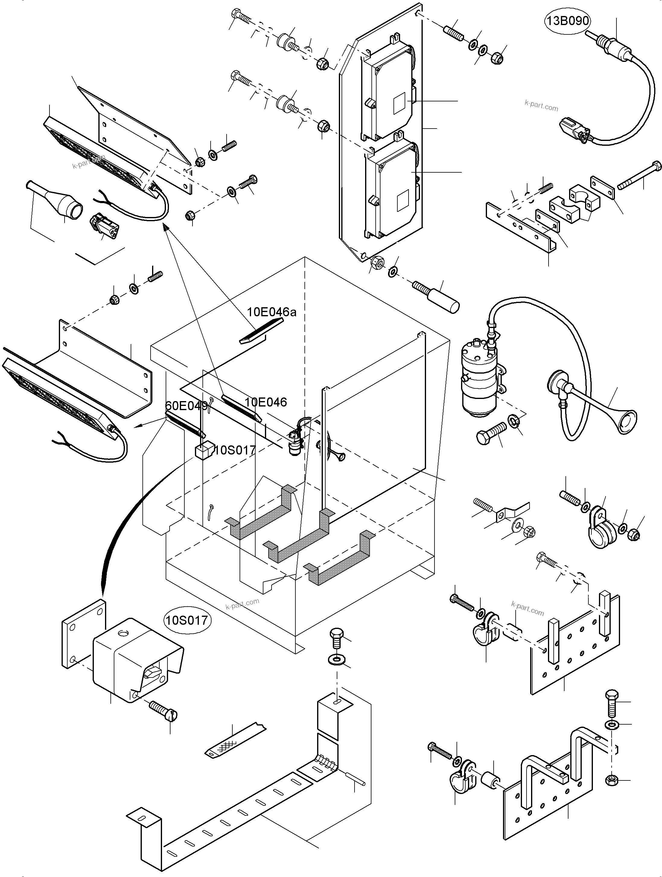 Komatsu parts book diagram for PC8000-6 S/N 12082: ELECTRIC - CAB SUPPORT