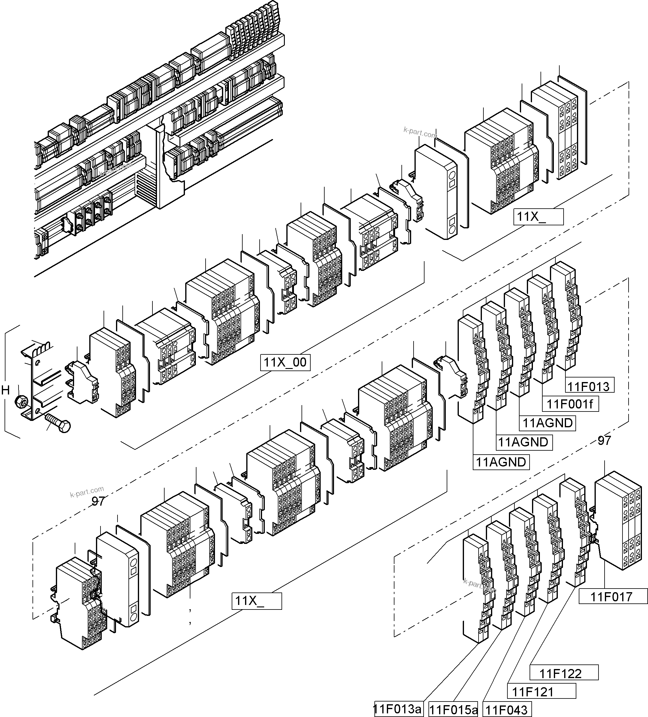 Komatsu parts book diagram for PC8000-6 S/N 12082: SWITCH FRAMING X2 ORT 11