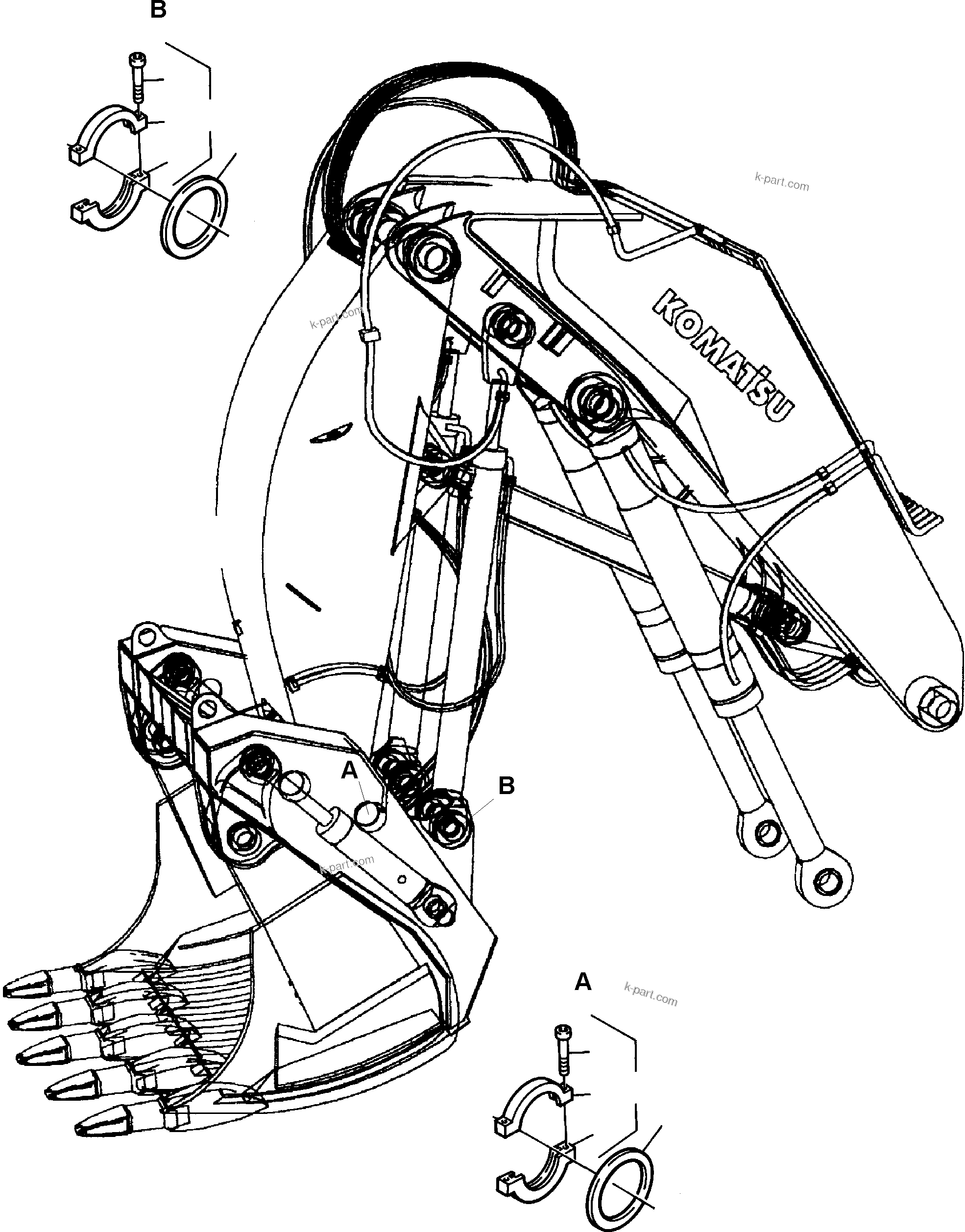 Komatsu parts book diagram for PC8000-6E S/N 12085: PIN SEALING BULLCLAM BUCKET