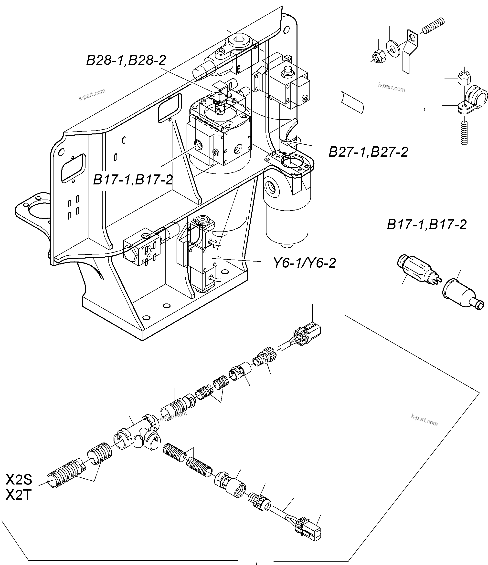 Komatsu parts book diagram for PC8000-6E S/N 12085: CABLES - CONTROL AND FILTER PLATE 1 AND 2
