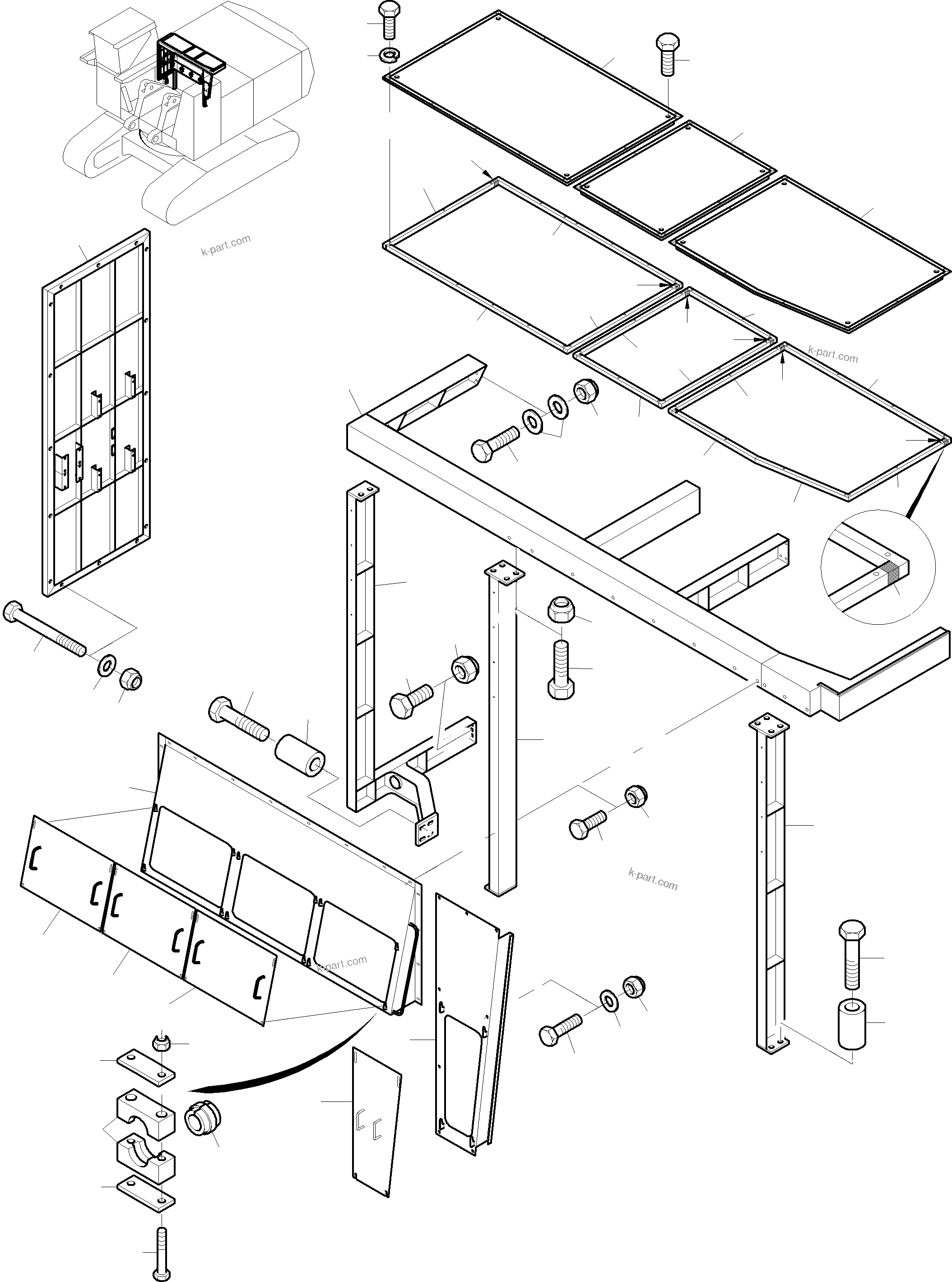 Komatsu parts book diagram for PC8000-6E S/N 12085: COVER, FRONT