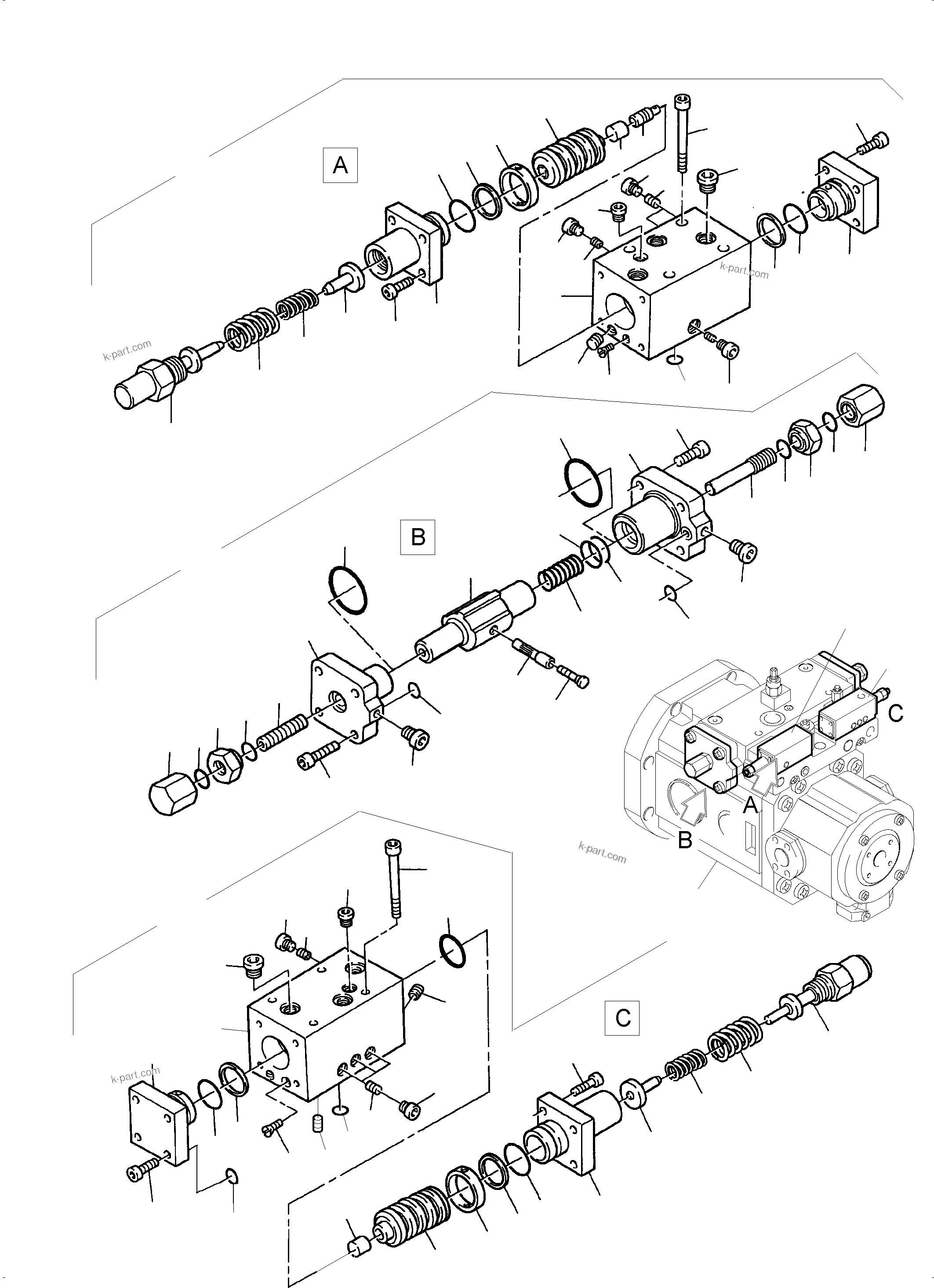 Komatsu parts book diagram for PC8000-6E S/N 12085: VARIABLE DISPLACEMENT PUMP