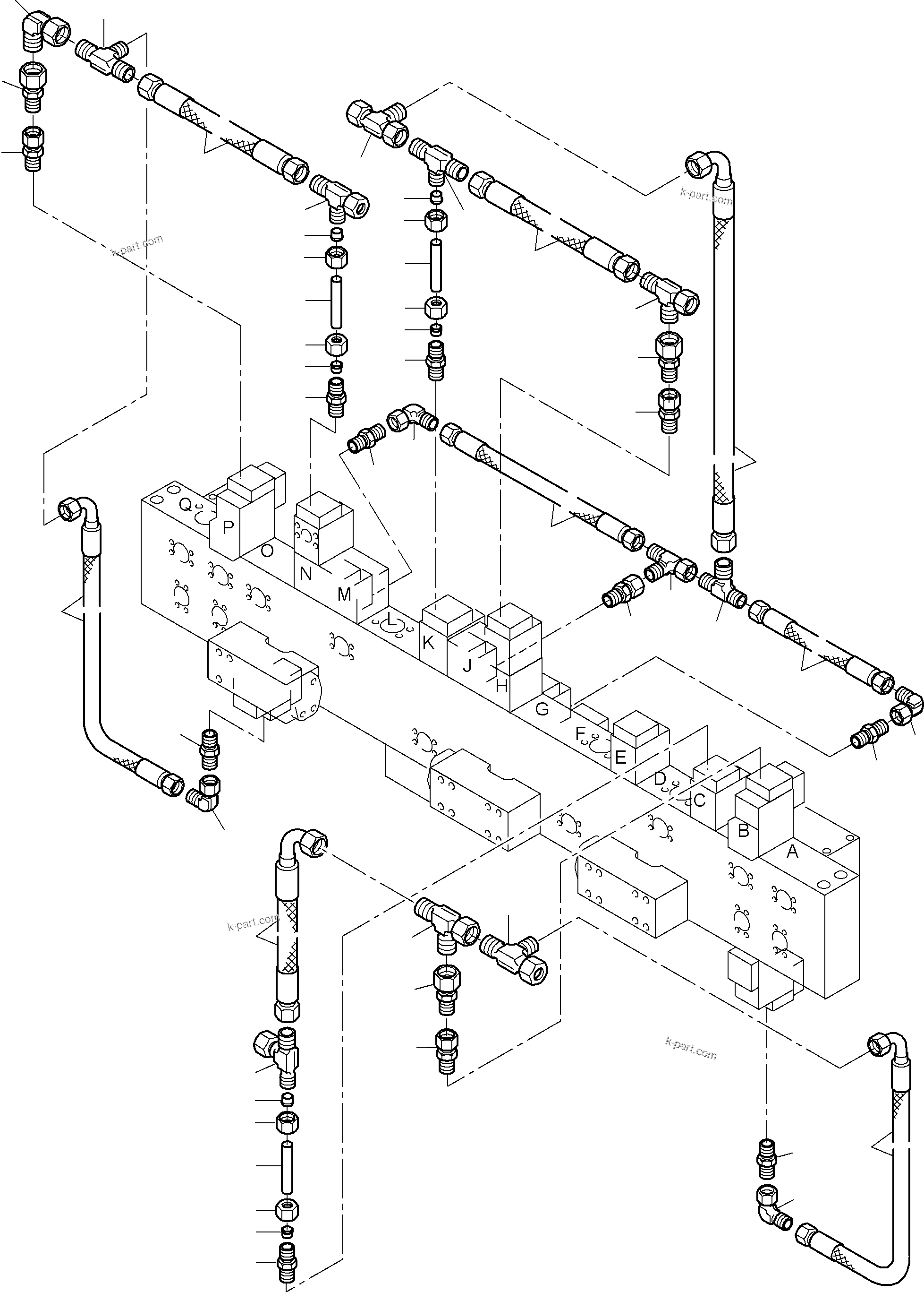 Komatsu parts book diagram for PC8000-6E S/N 12085: PIPING - MANIFOLD