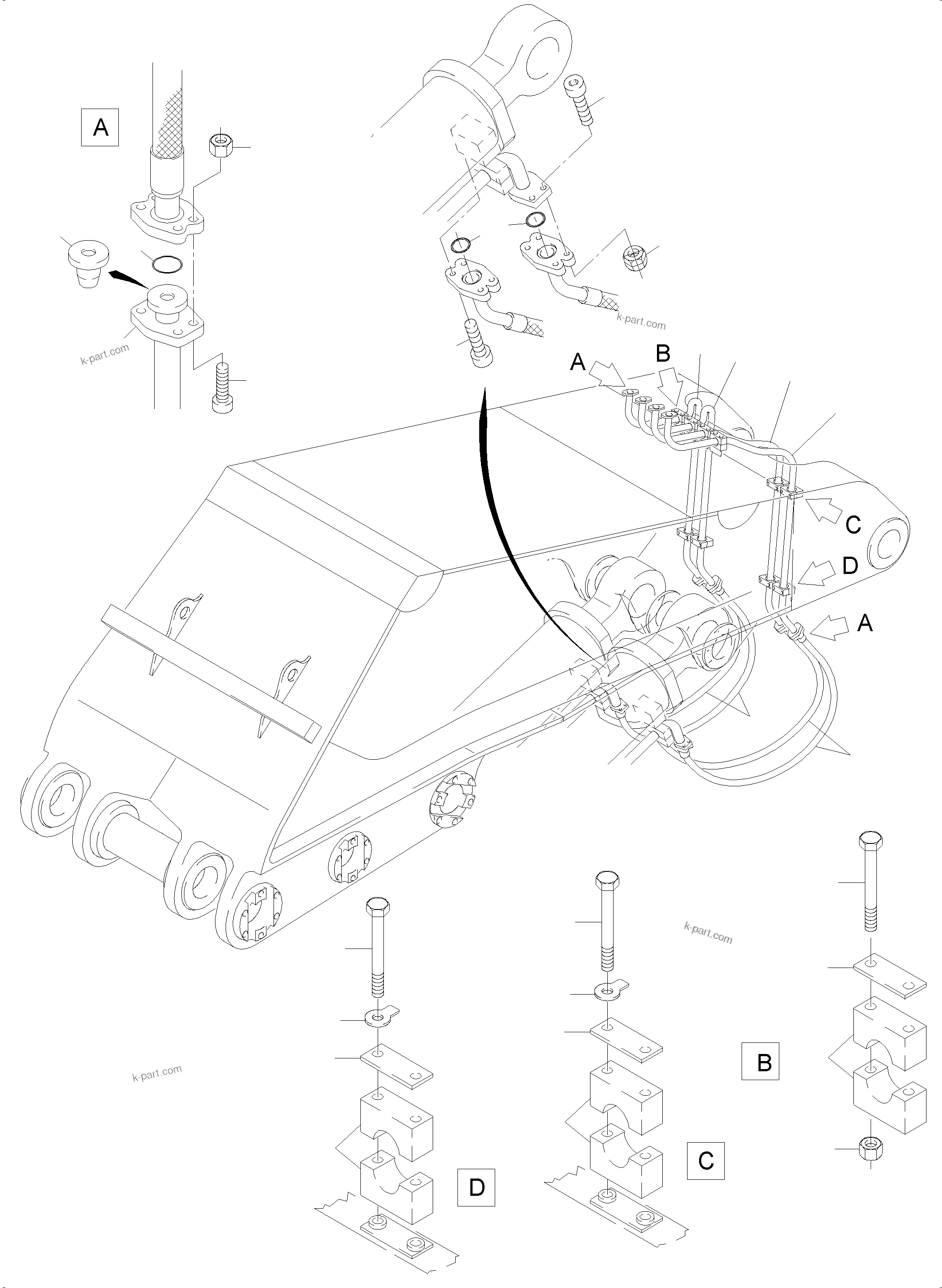 Komatsu parts book diagram for PC8000-6E S/N 12085: BOOM 8.15 M