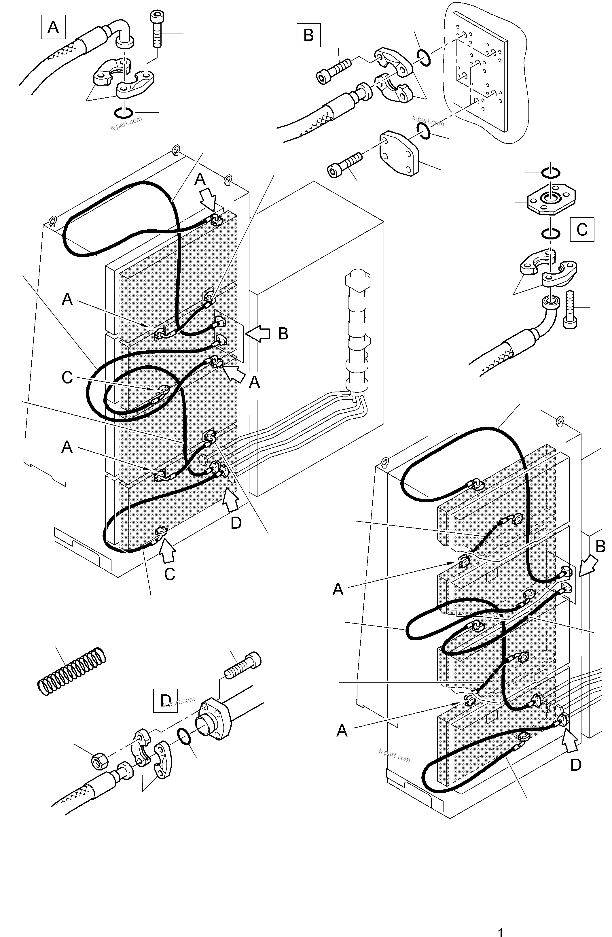 Komatsu parts book diagram for PC8000-6E S/N 12085: OIL COOLER - HOSES ASSY.