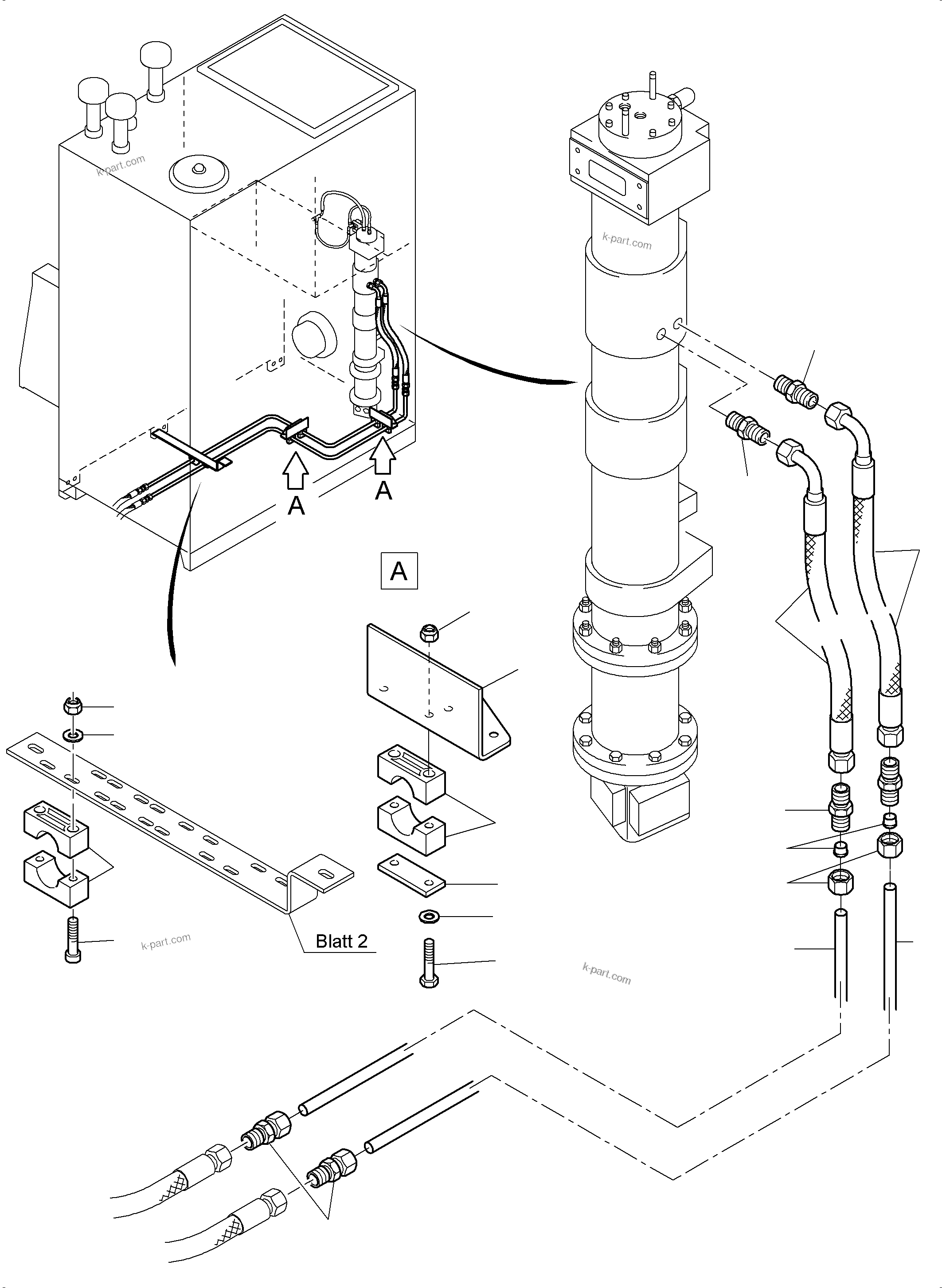 Komatsu parts book diagram for PC8000-6E S/N 12085: PIPING - MAIN OIL TANK