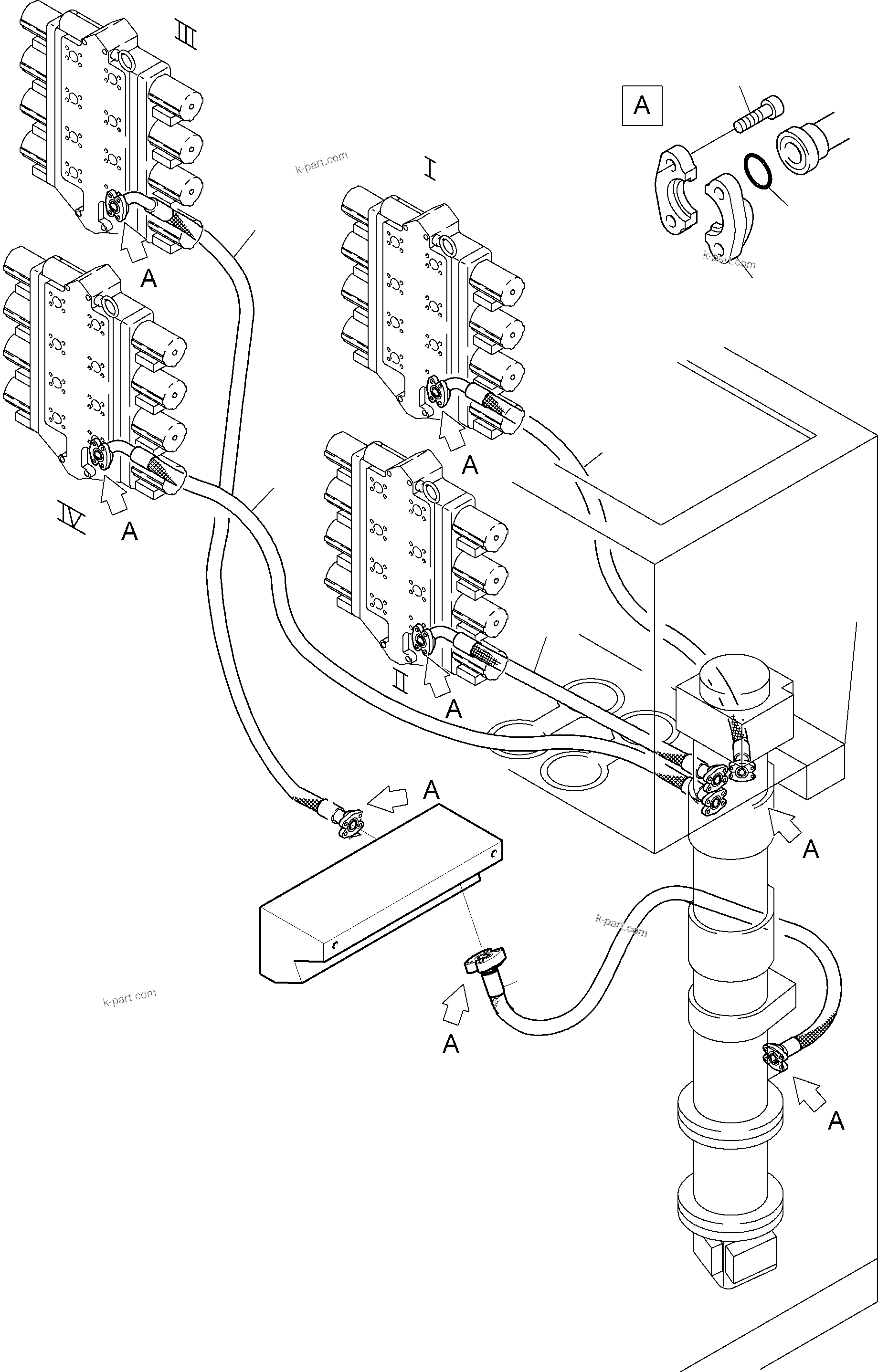 Komatsu parts book diagram for PC8000-6E S/N 12085: CONTROL BLOCKS - RETURN LINES