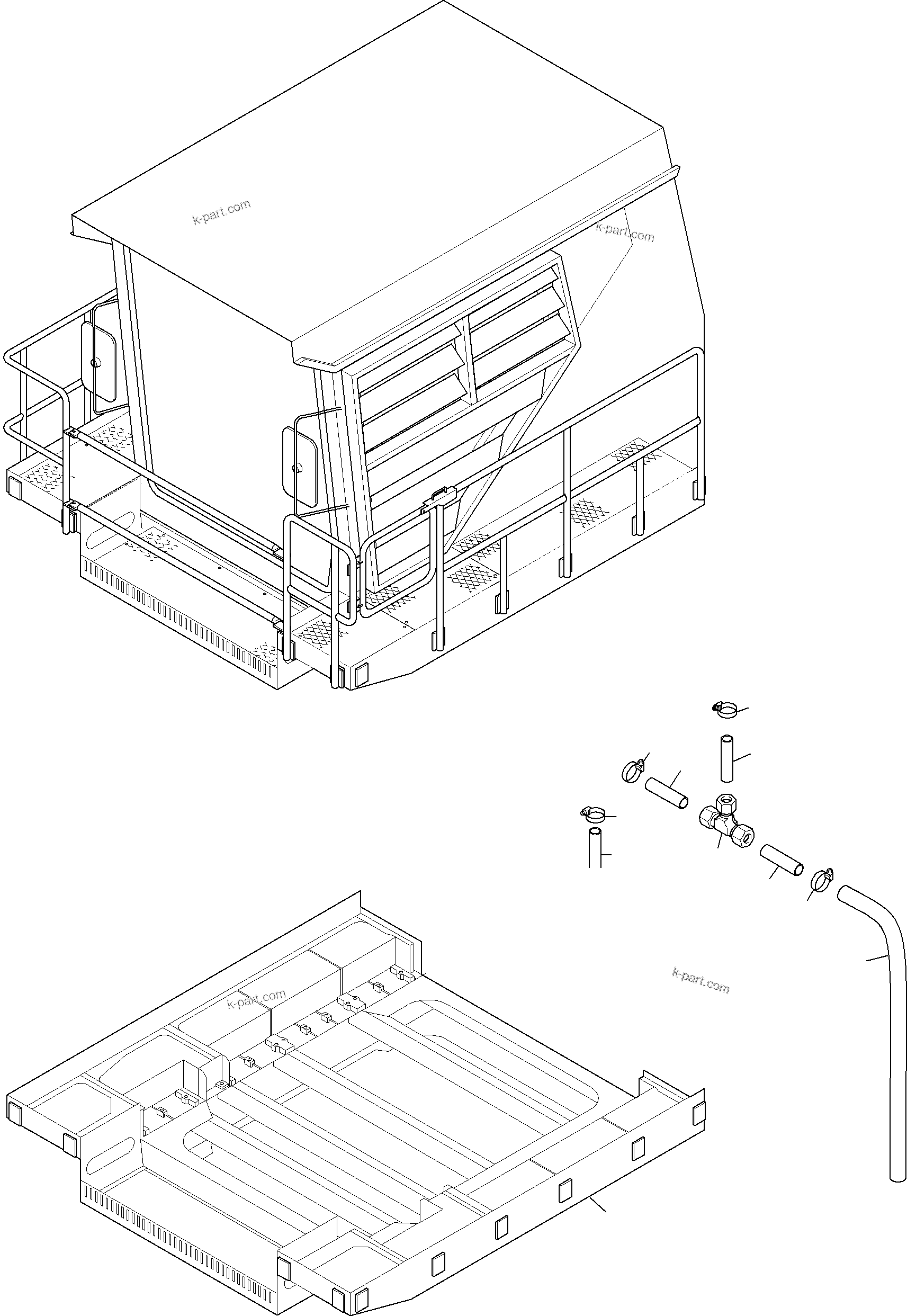 Komatsu parts book diagram for PC8000-6E S/N 12085: CAB MOUNTING