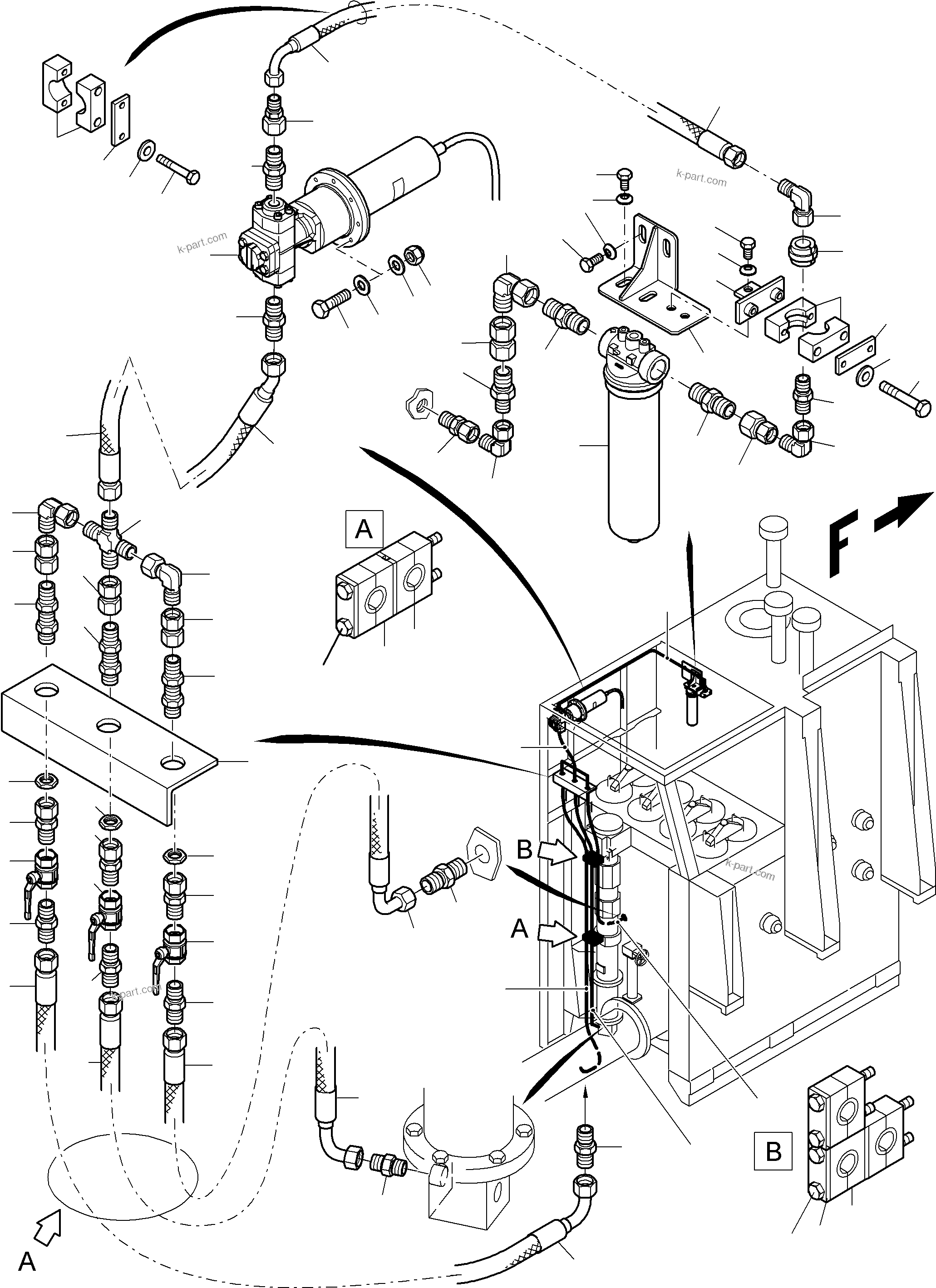 Komatsu parts book diagram for PC8000-6E S/N 12085: MODIFICATION MAIN OIL TANK - PUMP UNIT