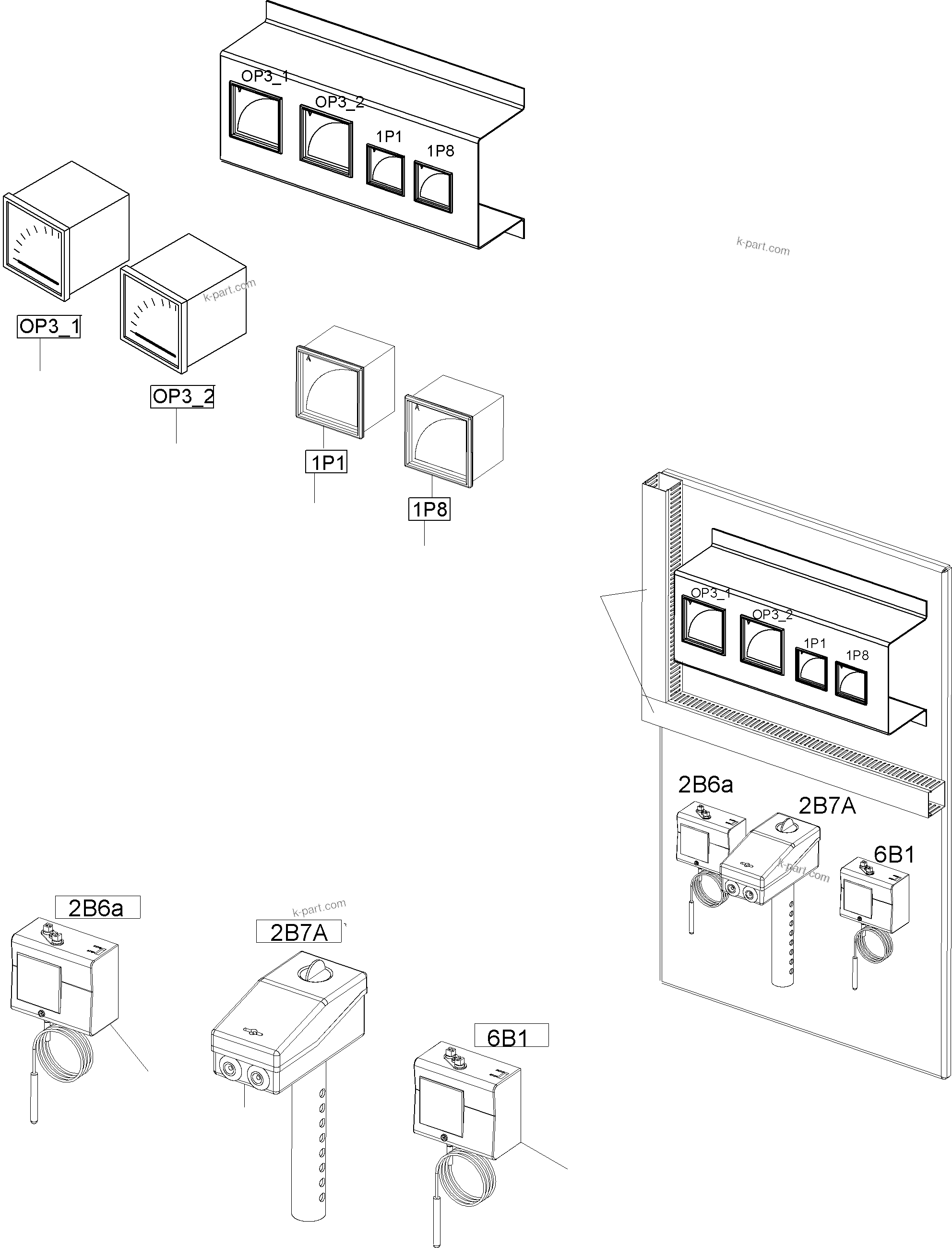 Komatsu parts book diagram for PC8000-6E S/N 12085: MOUNTING PLATE - SENSOR