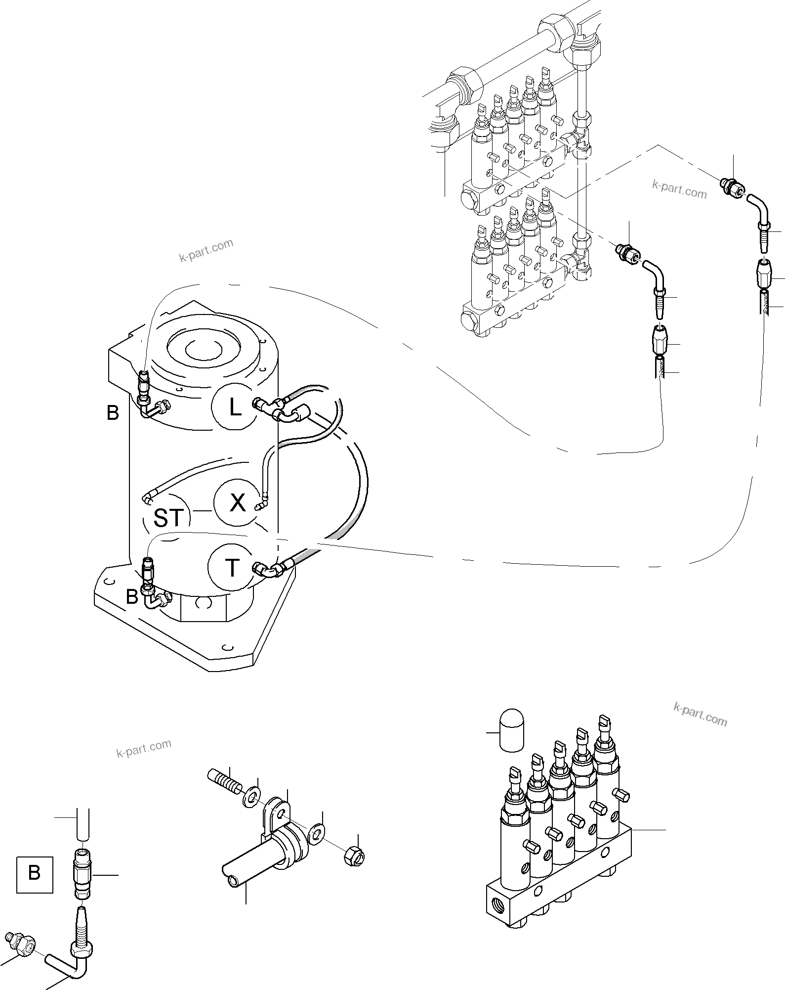 Komatsu parts book diagram for PC8000-6E S/N 12085: GREASING FOR  ROTARY JOINT