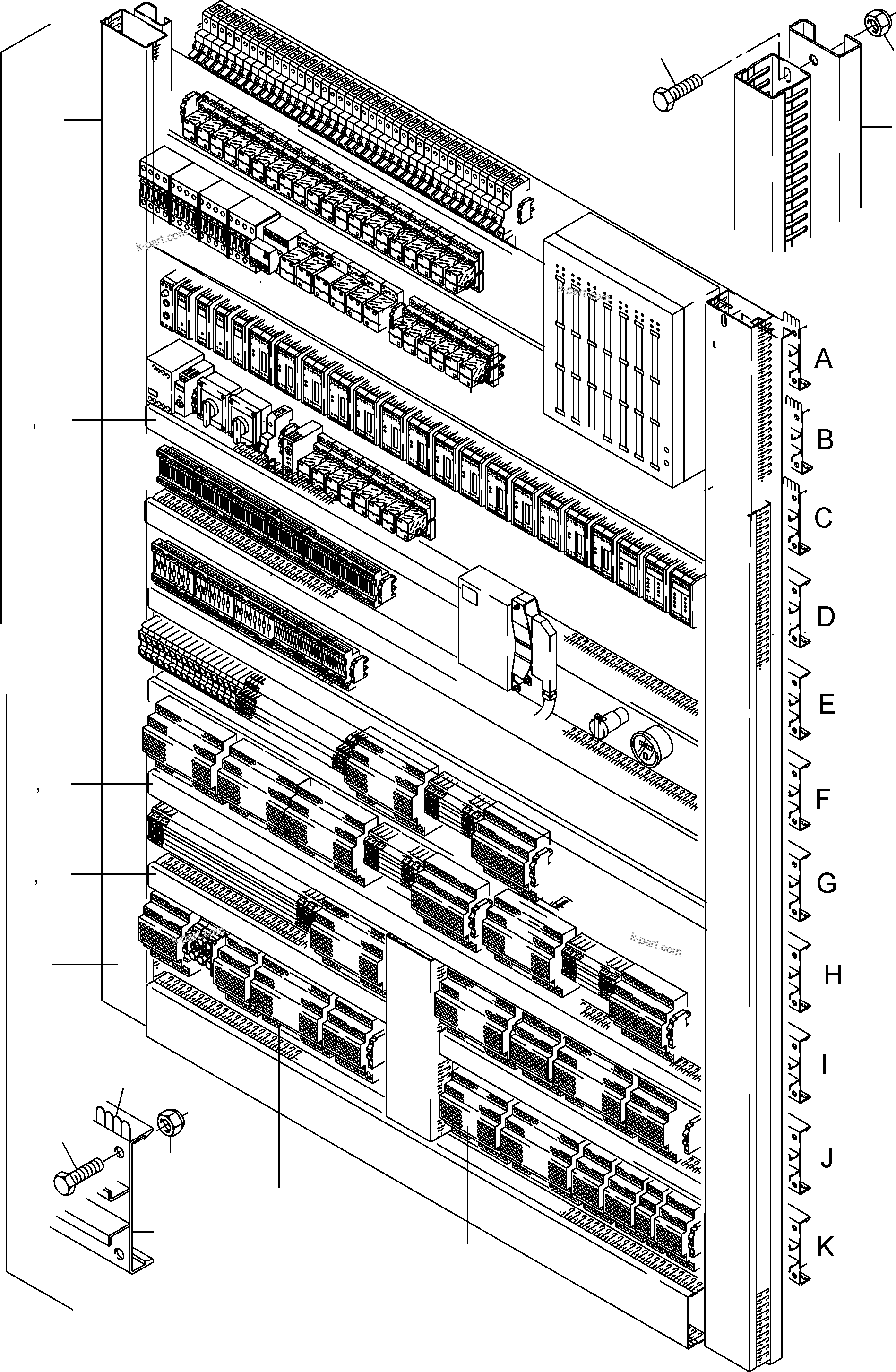 Komatsu parts book diagram for PC8000-6E S/N 12085: MAIN SWITCH BOX IN CAB SUPPORT