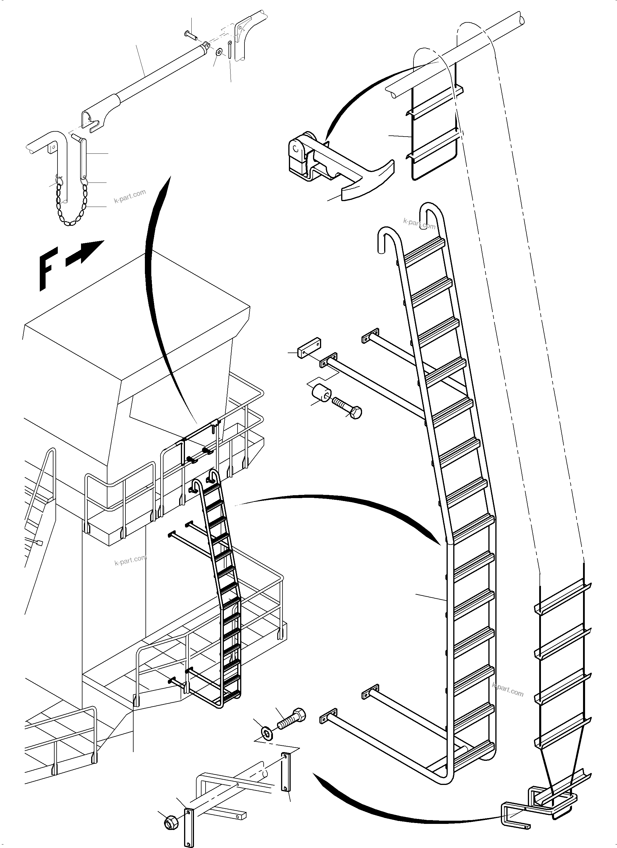 Komatsu parts book diagram for PC8000-6E S/N 12085: EMERGENCY LADDER