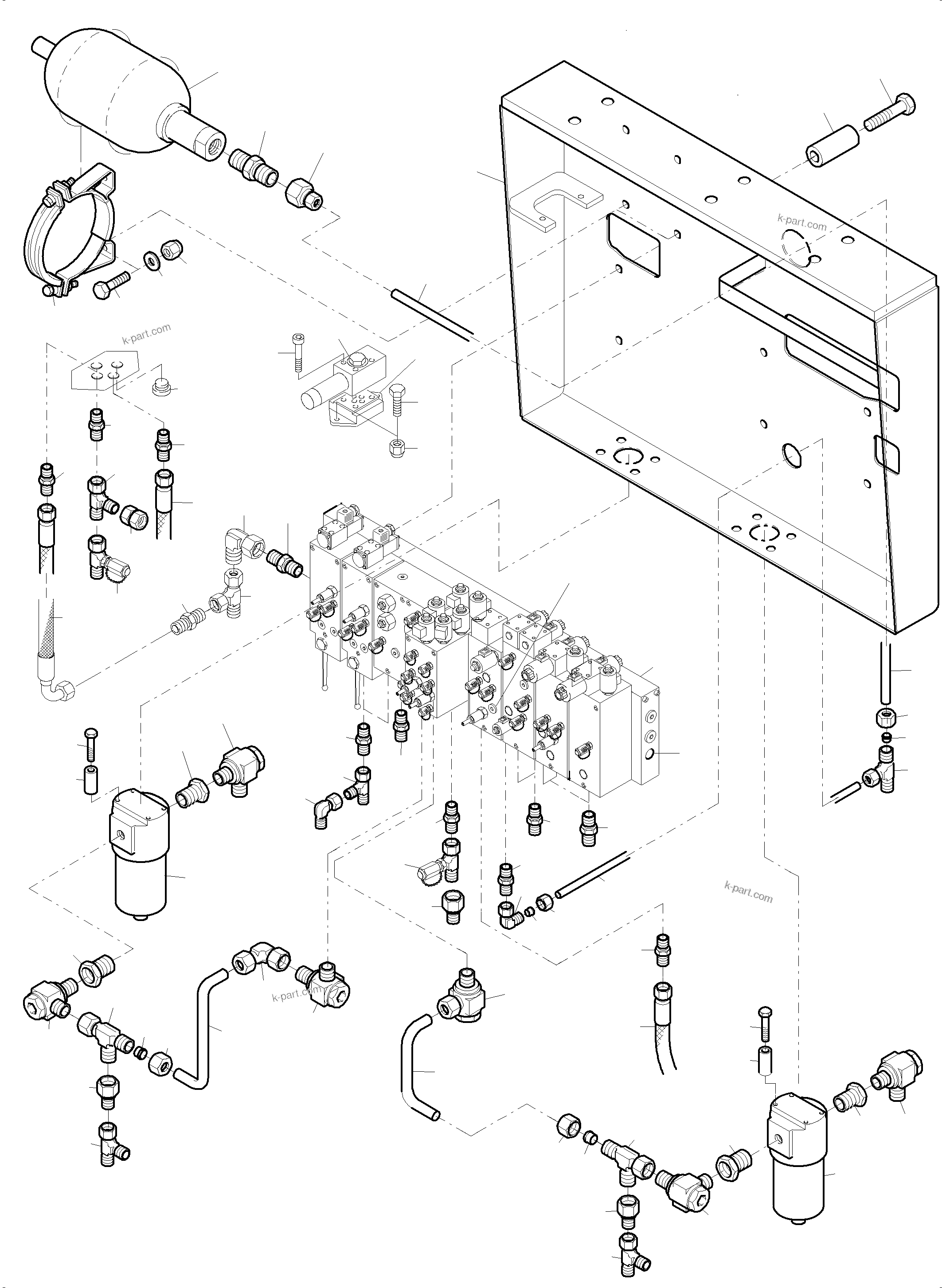 Komatsu parts book diagram for PC8000-6E S/N 12085: FILTER- AND CONTROL PLATE FRONT