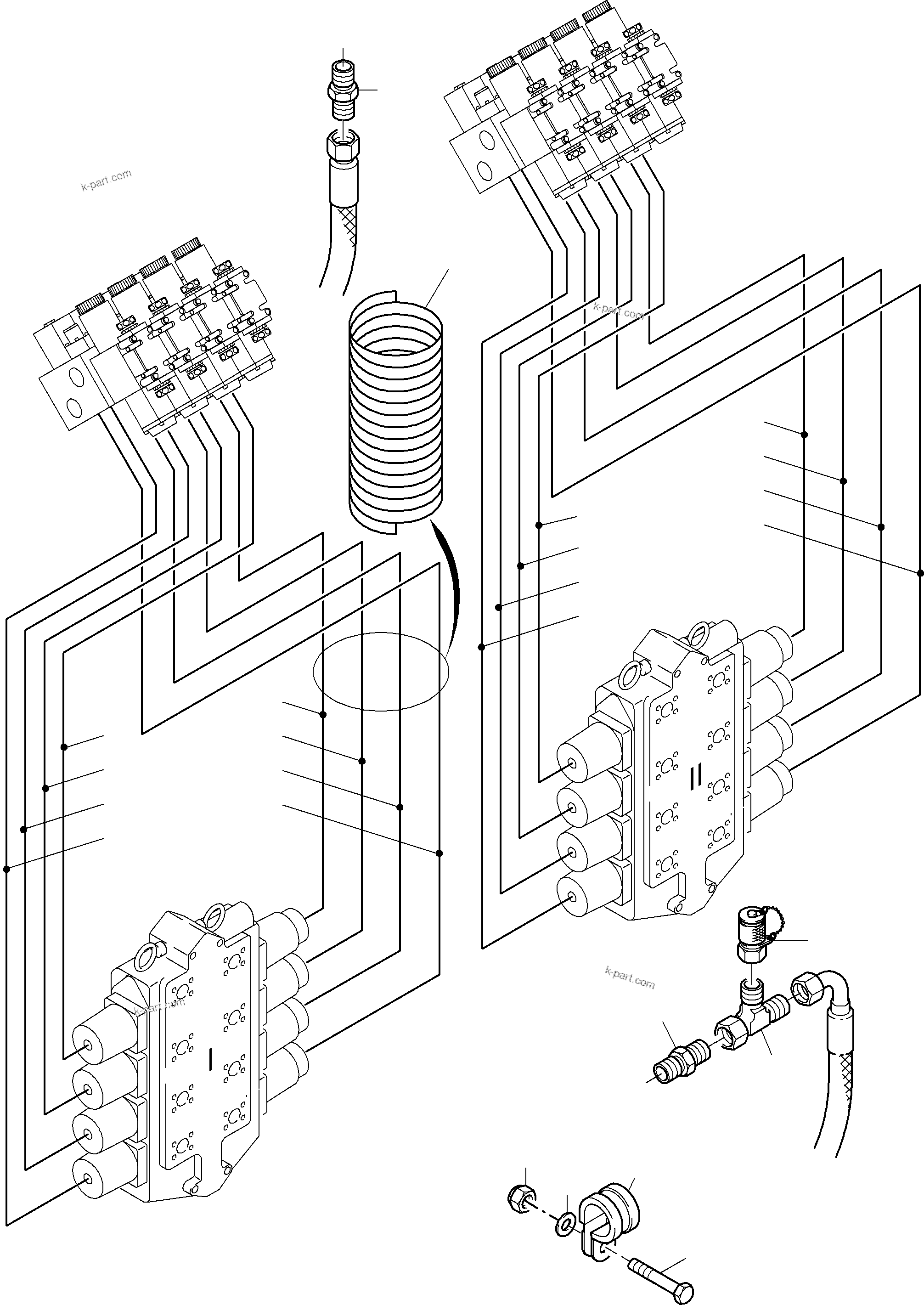 Komatsu parts book diagram for PC8000-6E S/N 12085: PIPES REMOTE CONTROL MANIFOLD