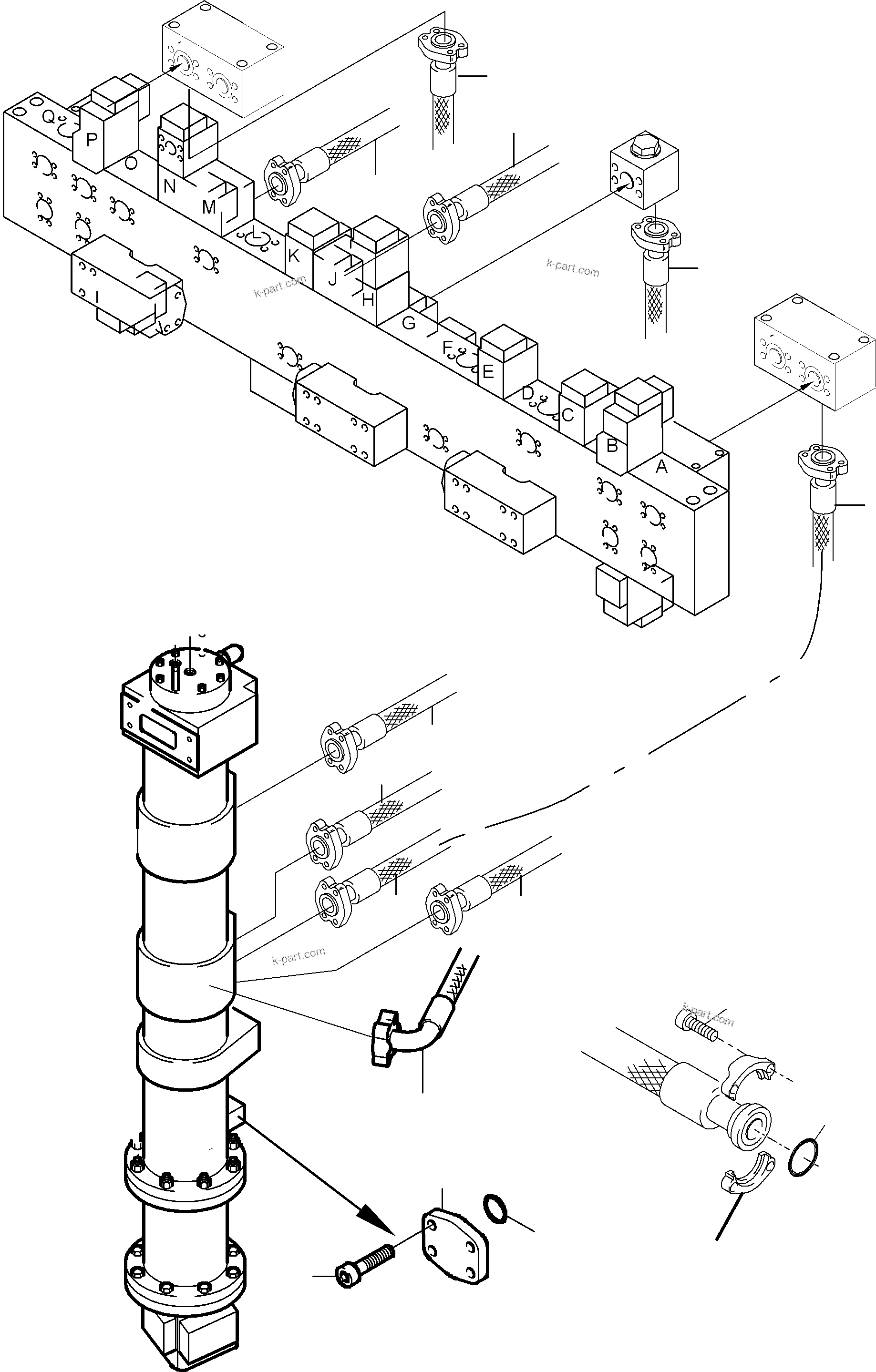 Komatsu parts book diagram for PC8000-6E S/N 12085: RETURN LINE-MANIFOLD