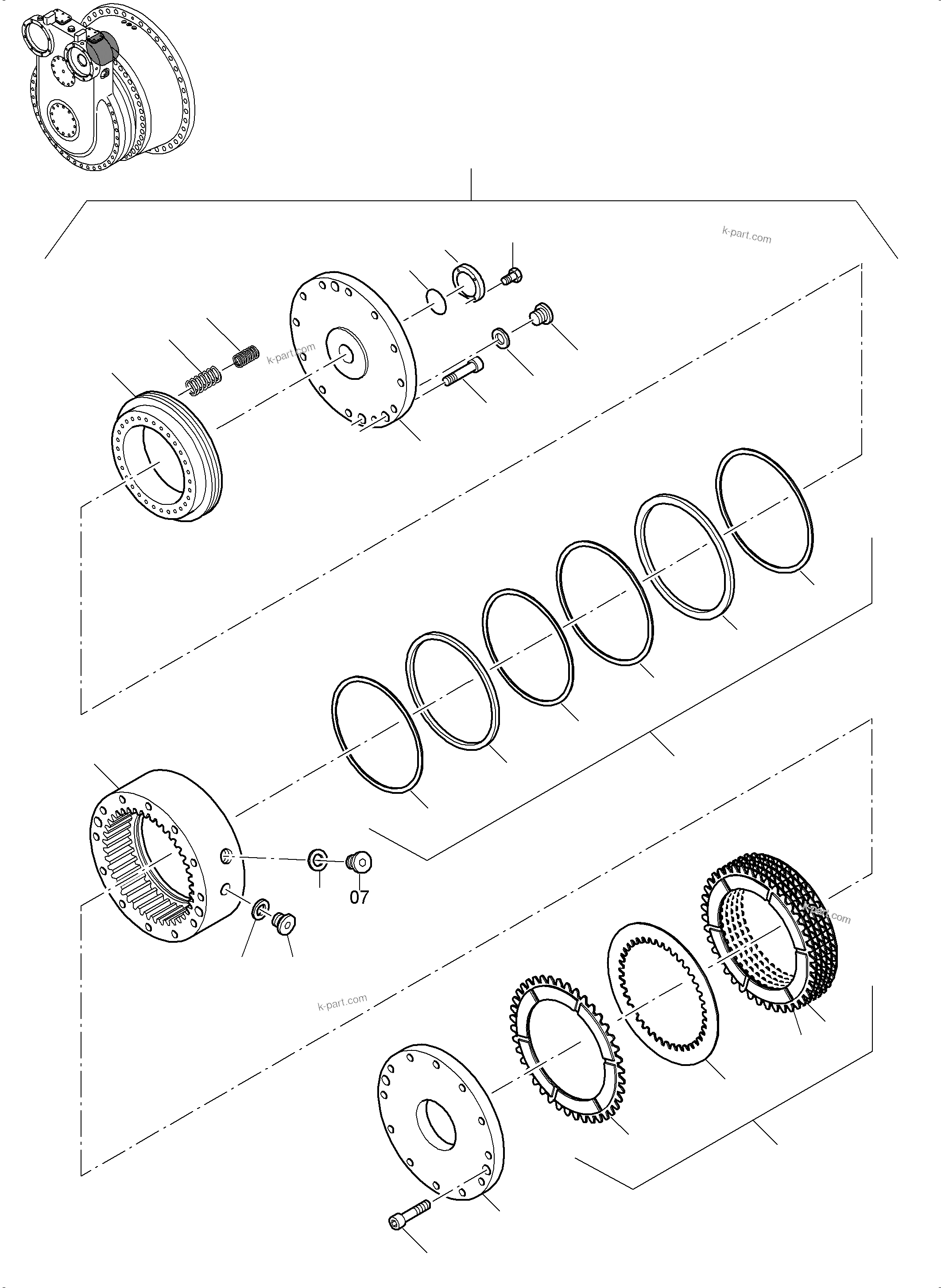 Komatsu parts book diagram for PC8000-6E S/N 12087: DISK BRAKE