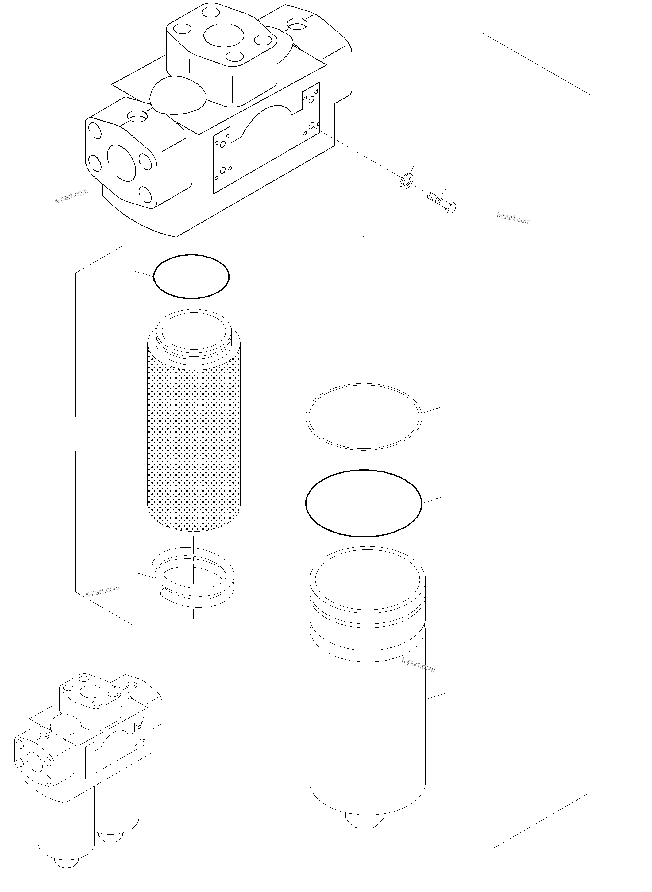 Komatsu parts book diagram for PC8000-6E S/N 12087: H. P. FILTER