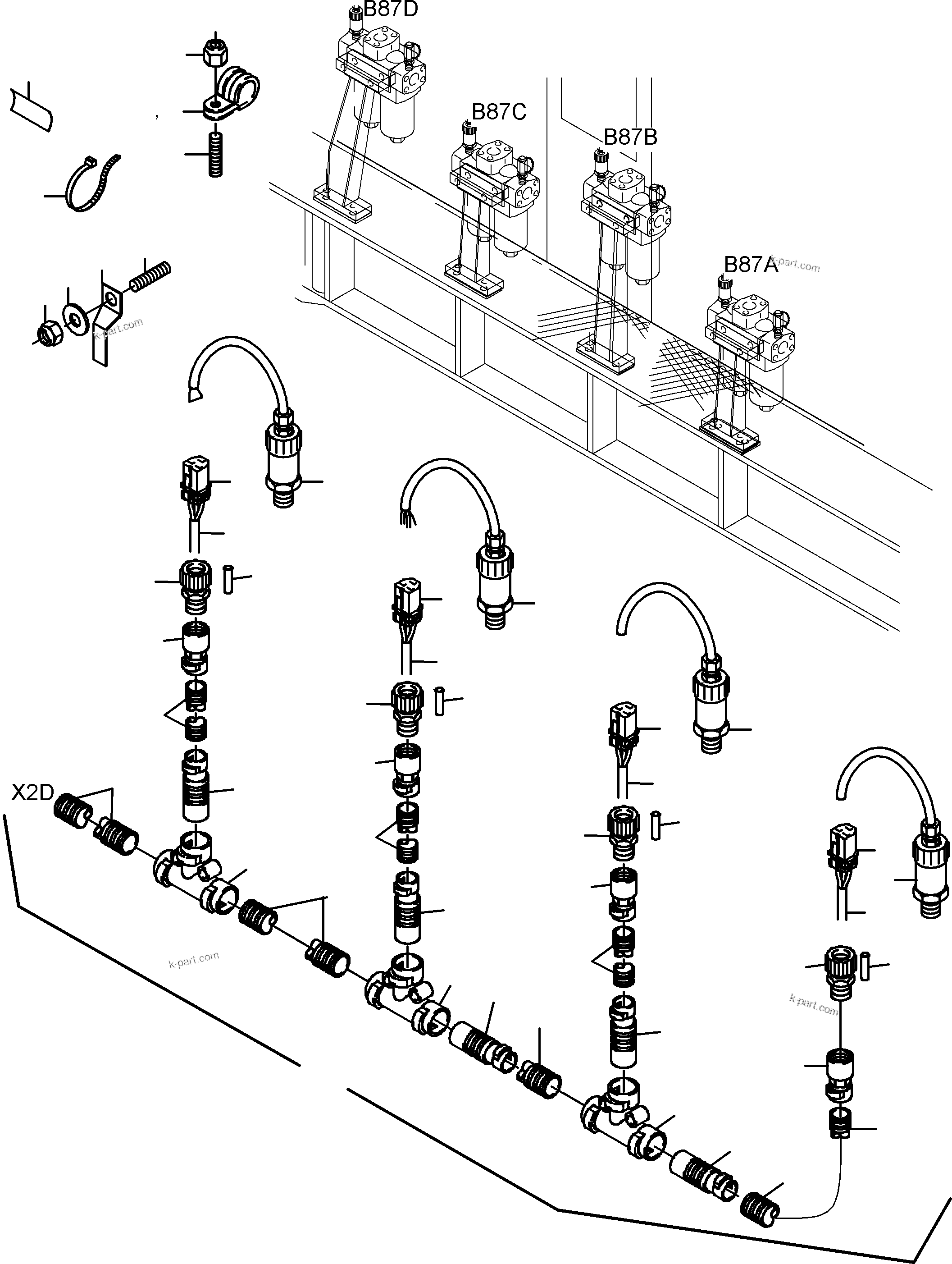 Komatsu parts book diagram for PC8000-6E S/N 12087: CABLES -  H.P.-FILTER