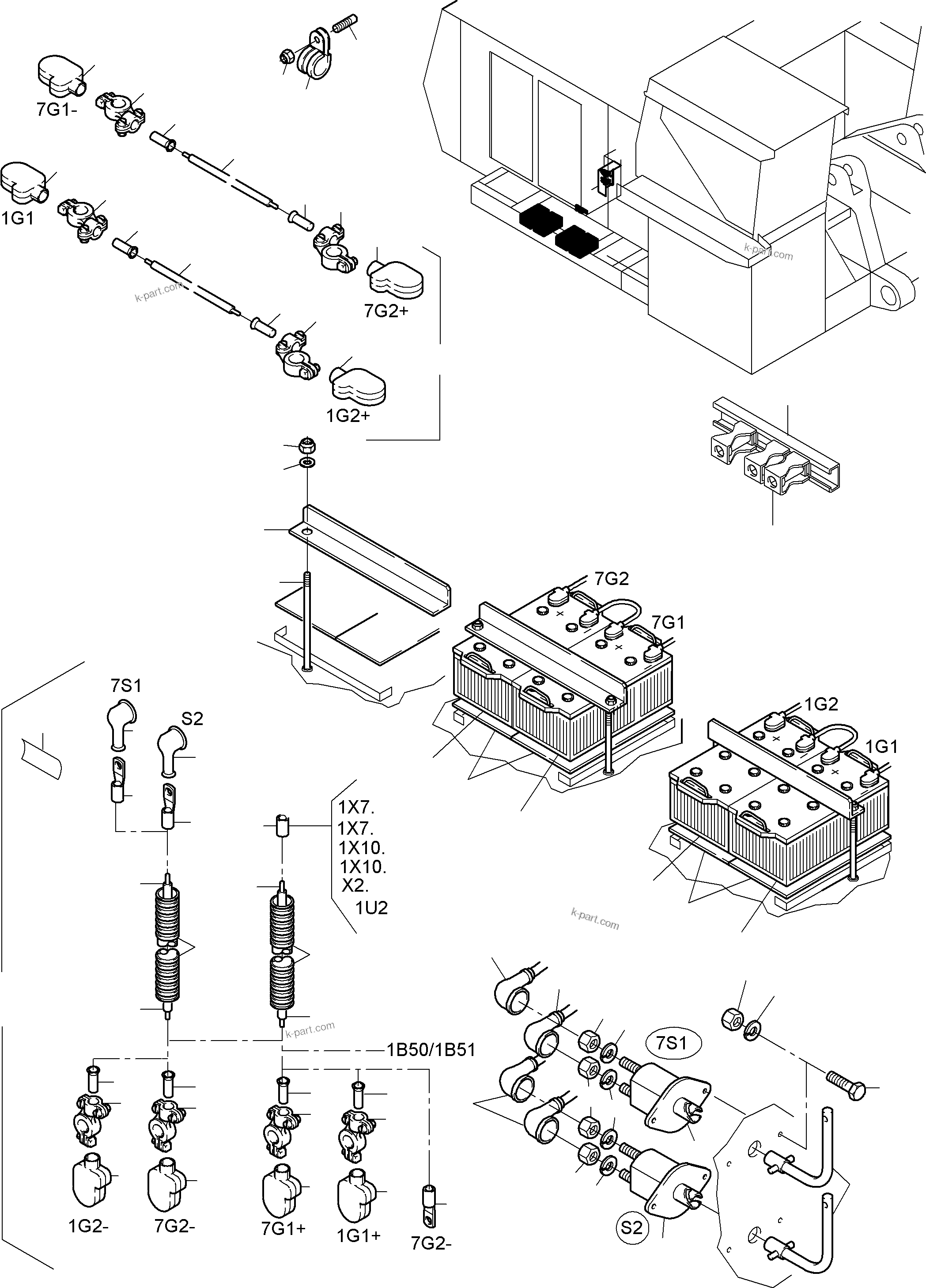 Komatsu parts book diagram for PC8000-6E S/N 12087: BATTERIES WITH CABLES