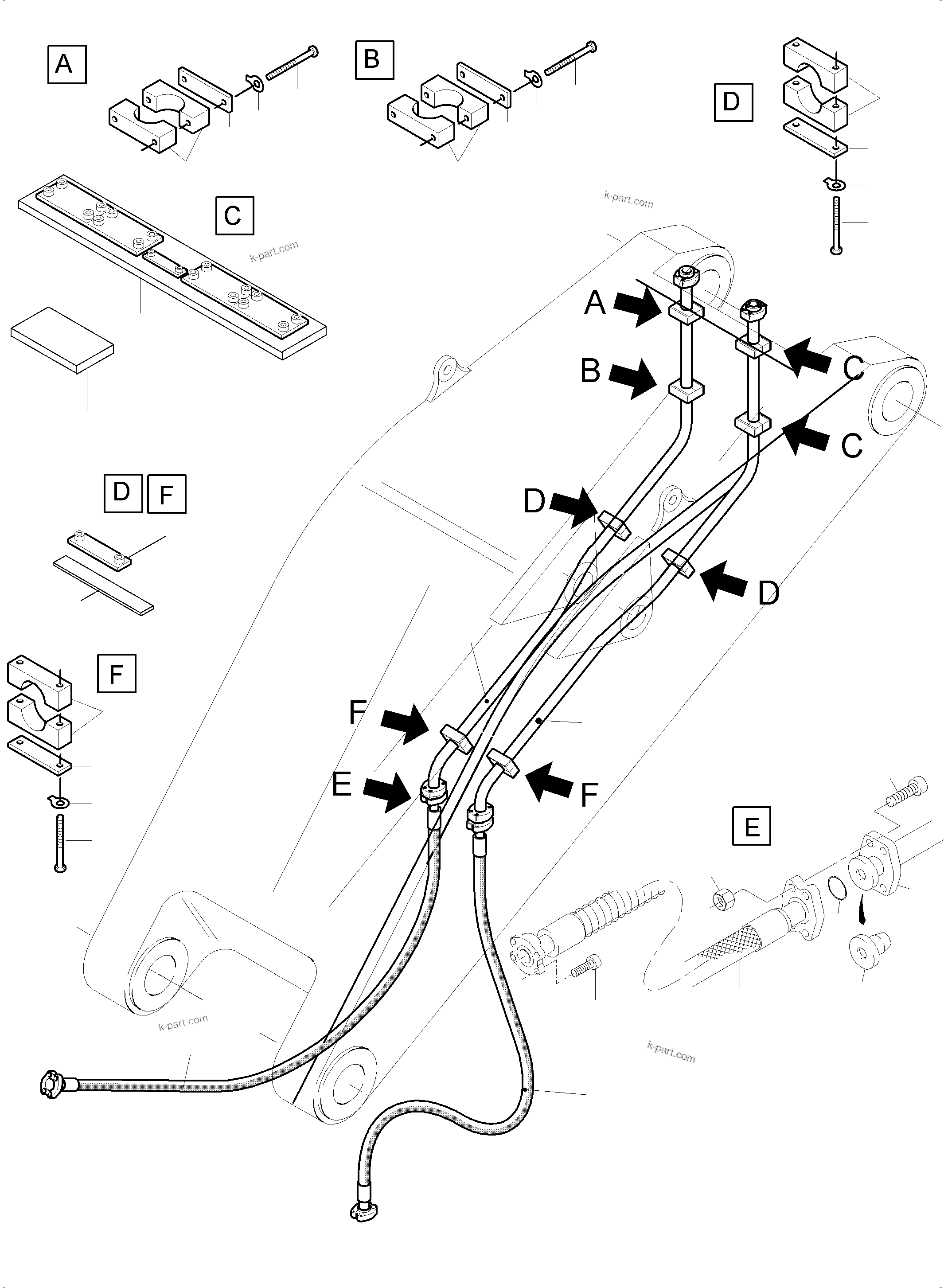Komatsu parts book diagram for PC8000-6E S/N 12087: STICK 5,75M