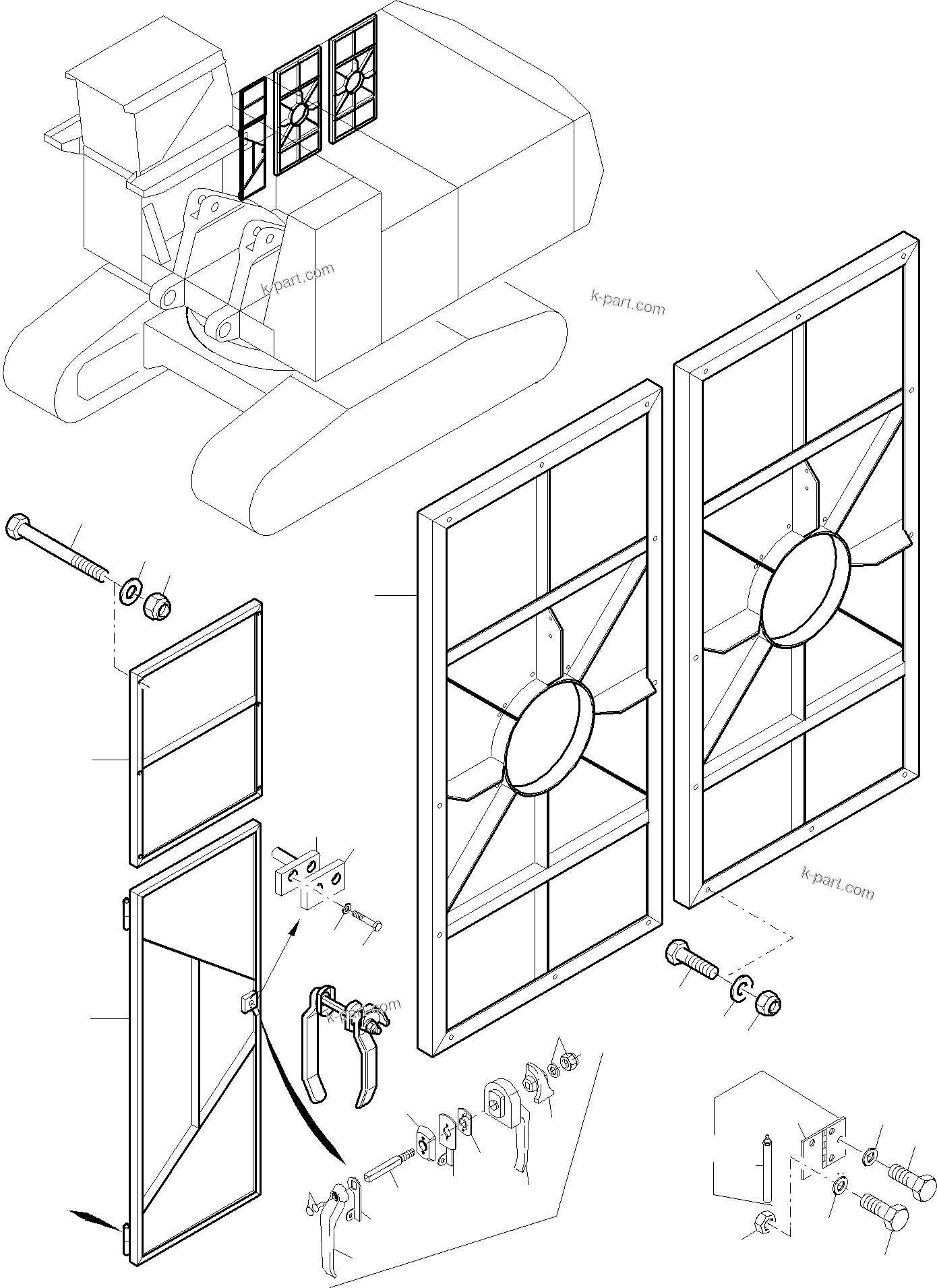 Komatsu parts book diagram for PC8000-6E S/N 12087: DOORS - MACHINE COVERING