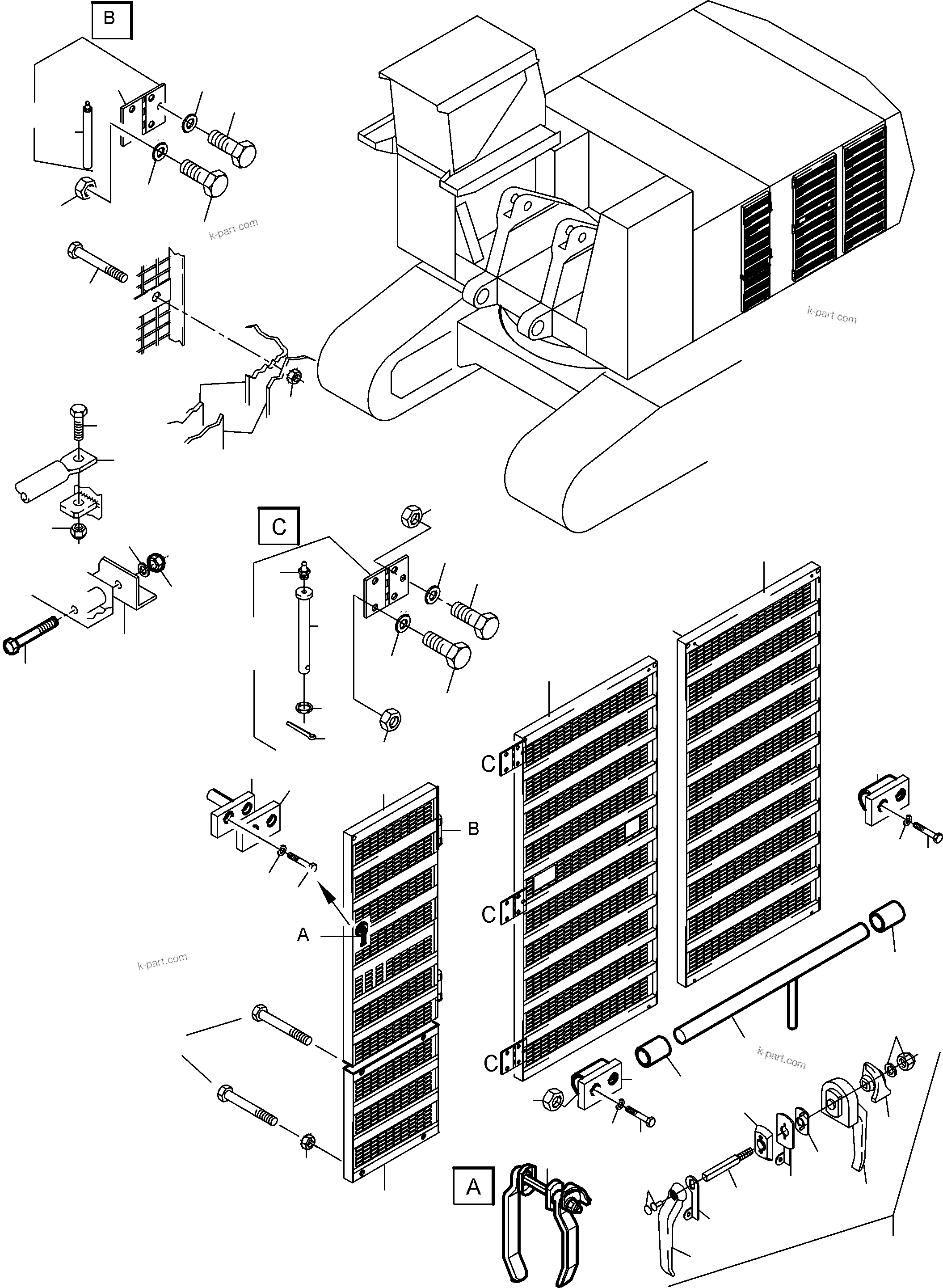 Komatsu parts book diagram for PC8000-6E S/N 12087: DOORS - MACHINE COVERING
