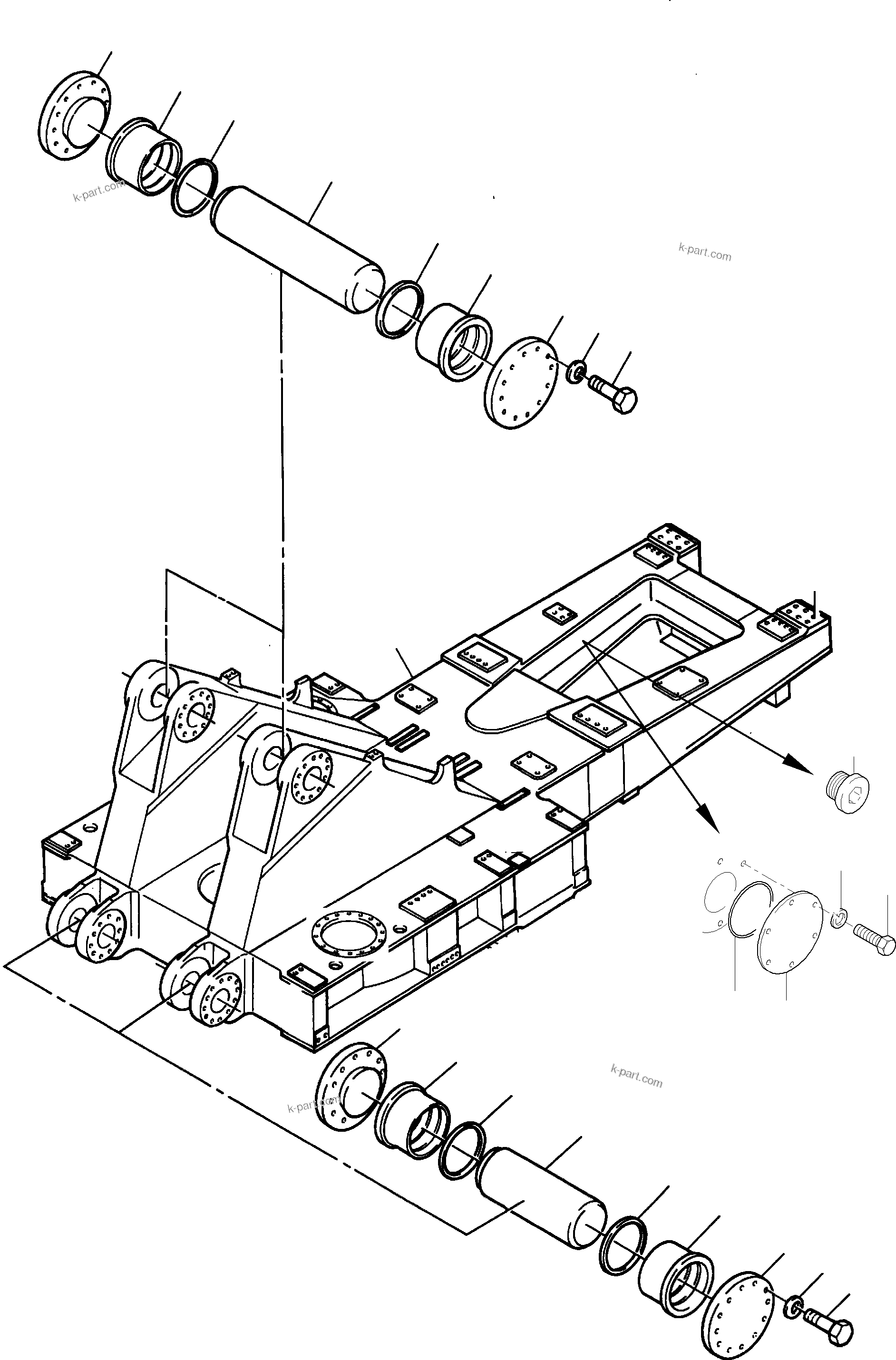 Komatsu parts book diagram for PC8000-6E S/N 12087: SUPERSTRUCTURE PLATFORM AND BOOM PIN