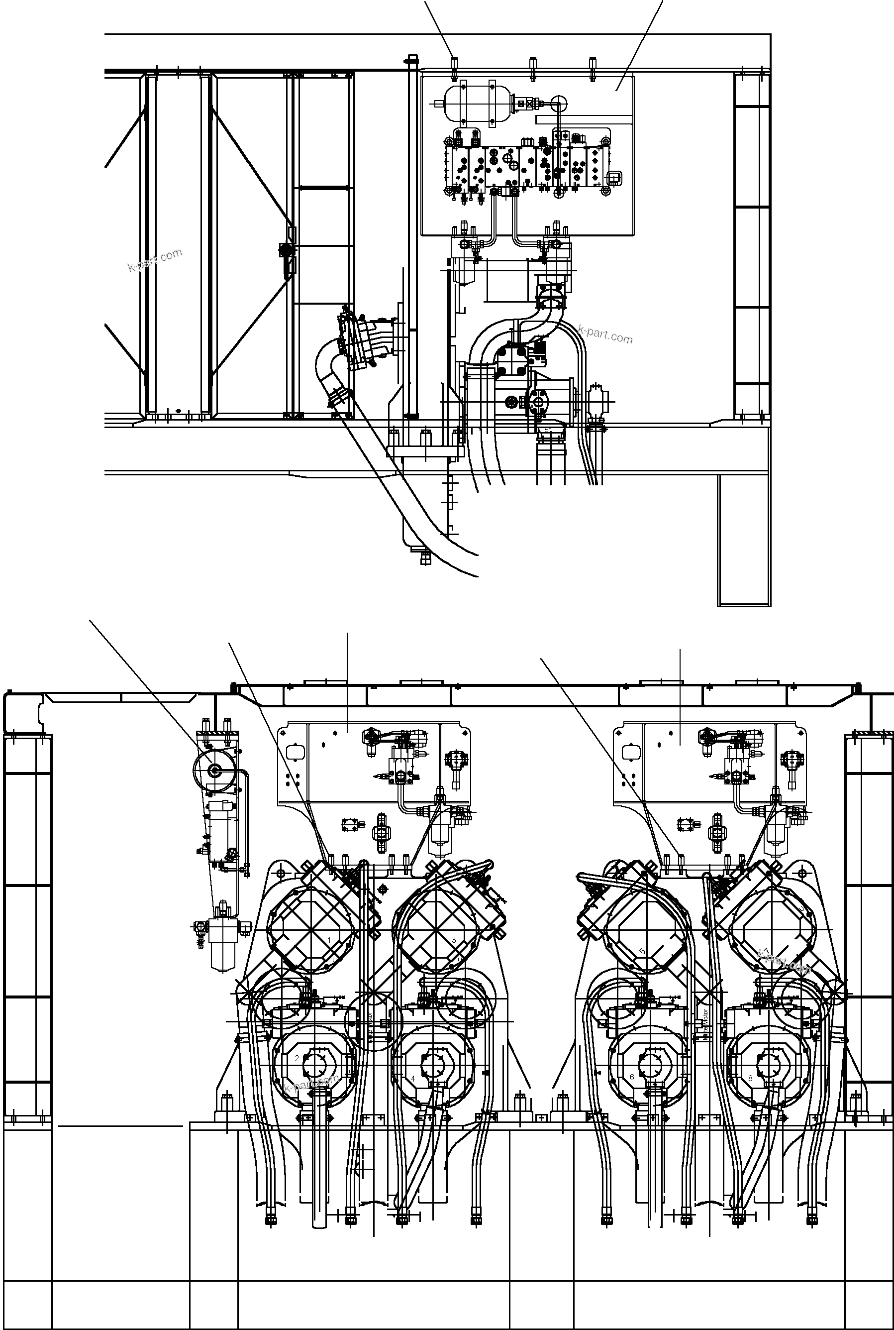 Komatsu parts book diagram for PC8000-6E S/N 12087: MOUNTING CONTROL- AND FILTER PLATES