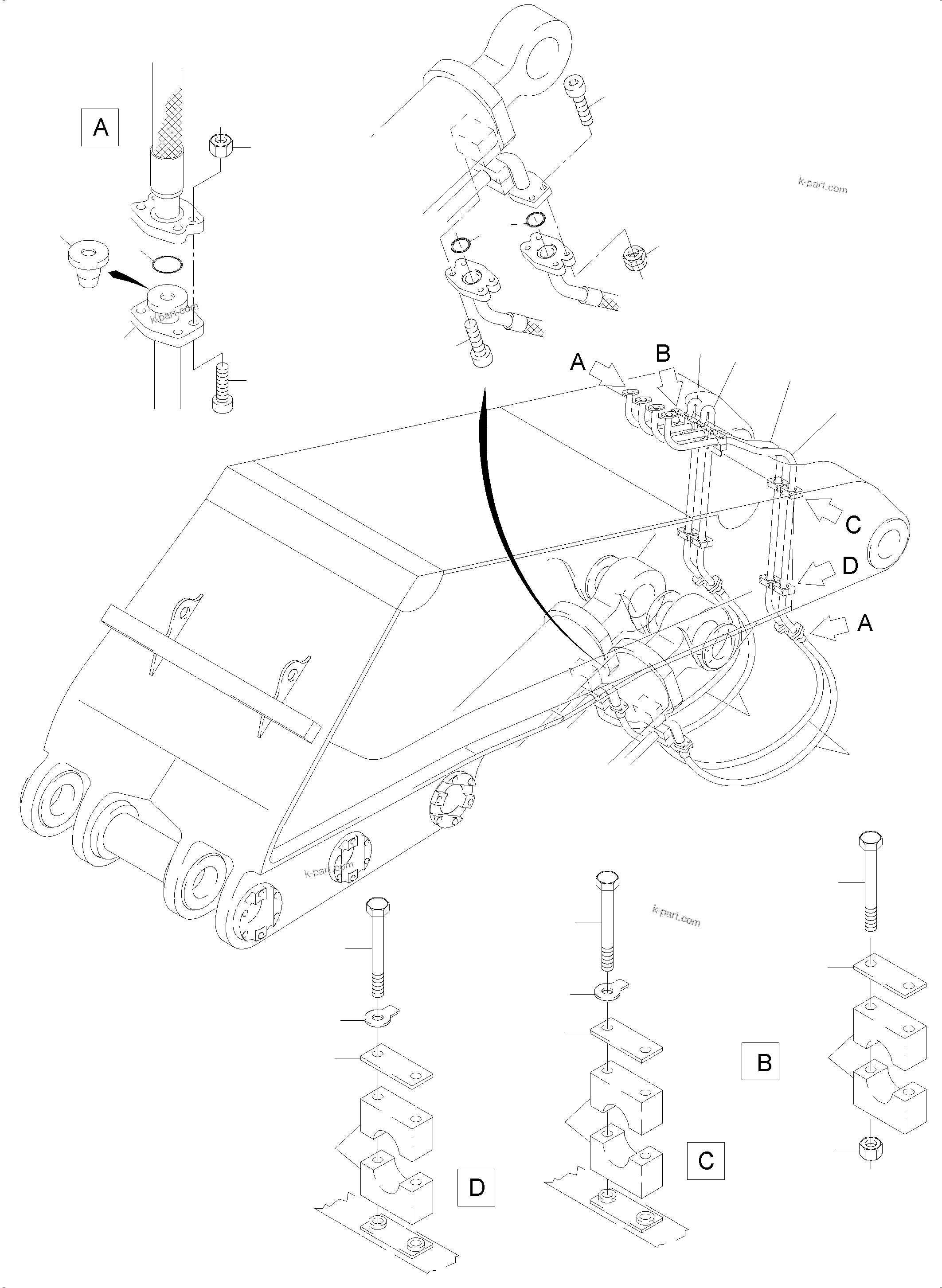 Komatsu parts book diagram for PC8000-6E S/N 12087: BOOM 8.15 M