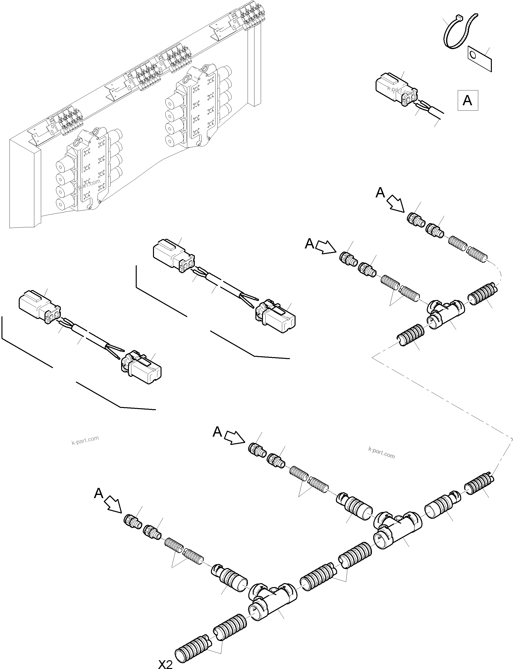 Komatsu parts book diagram for PC8000-6E S/N 12087: CABLES - CONTROL BLOCKS