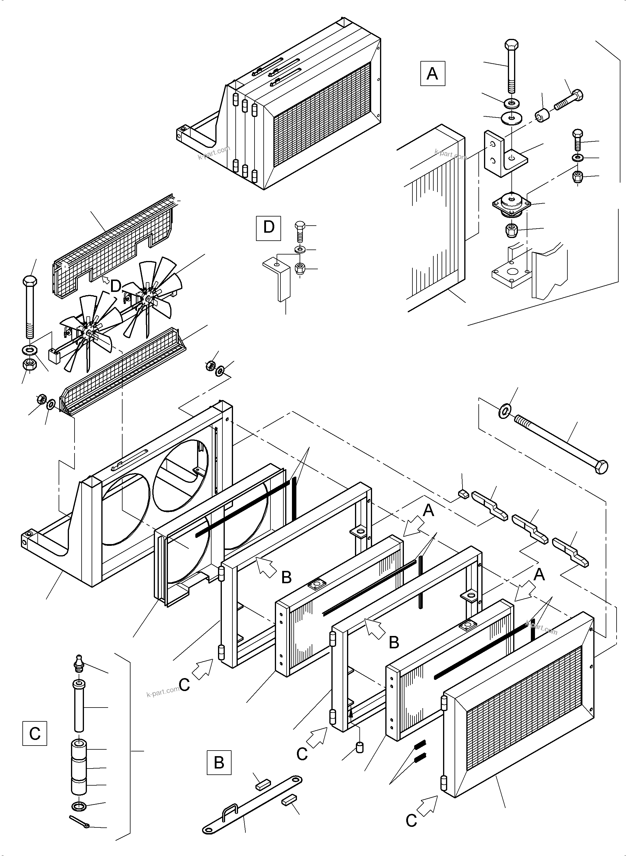 Komatsu parts book diagram for PC8000-6E S/N 12087: AUX. OIL COOLER