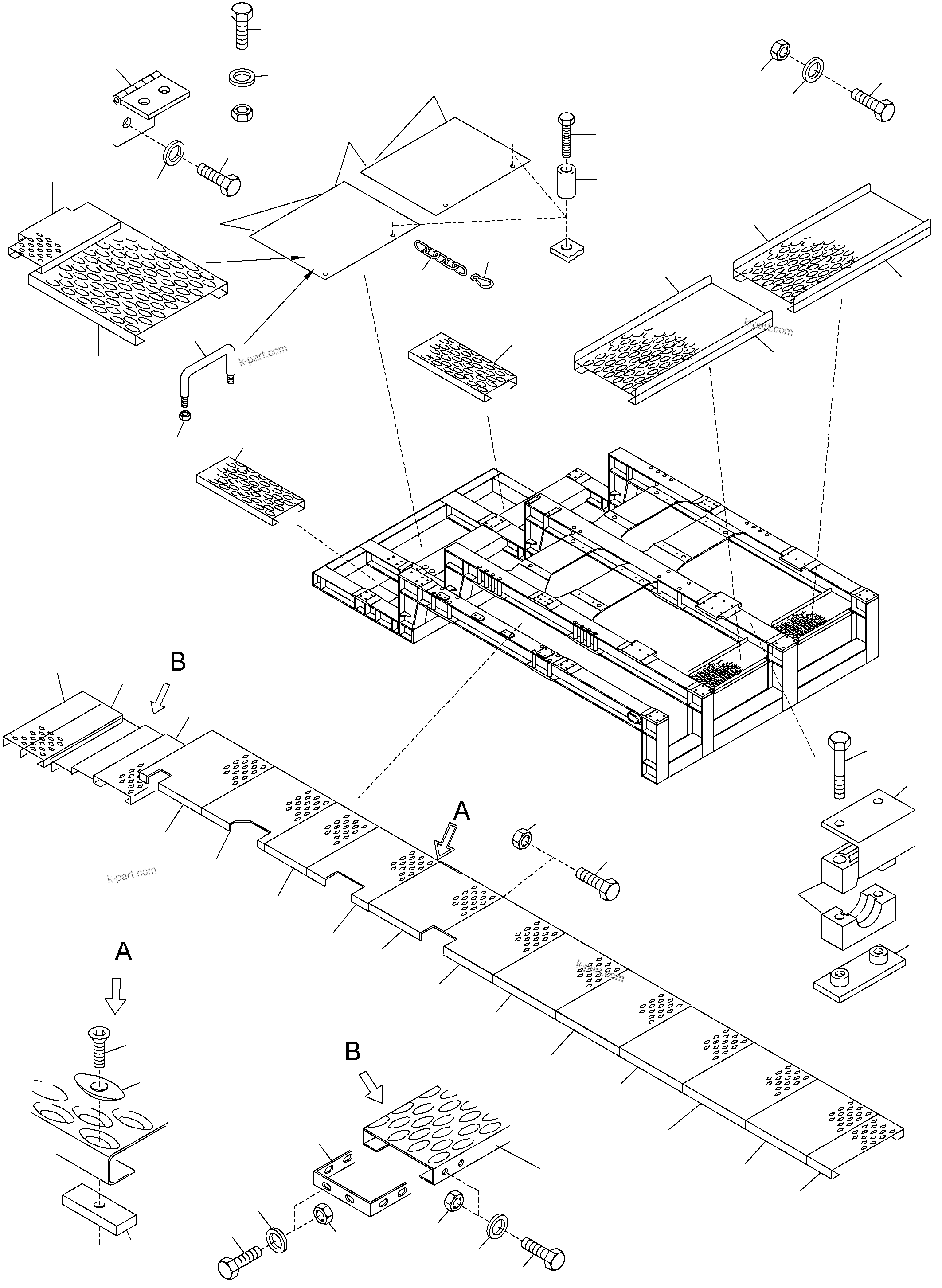 Komatsu parts book diagram for PC8000-6E S/N 12087: CATWALKS - ENGINE HOUSING