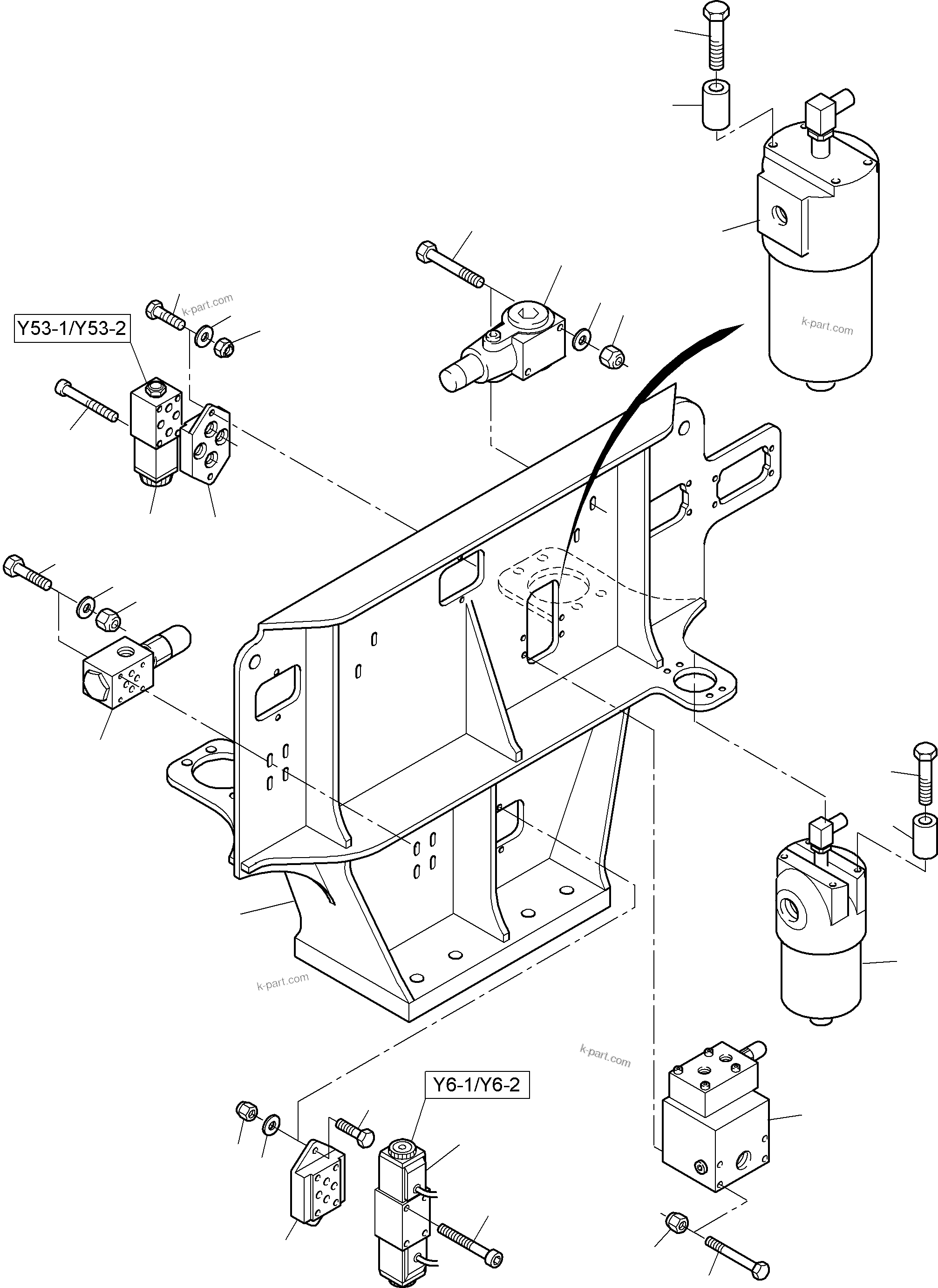 Komatsu parts book diagram for PC8000-6E S/N 12087: CONTROL- AND FILTER PLATE - PDG