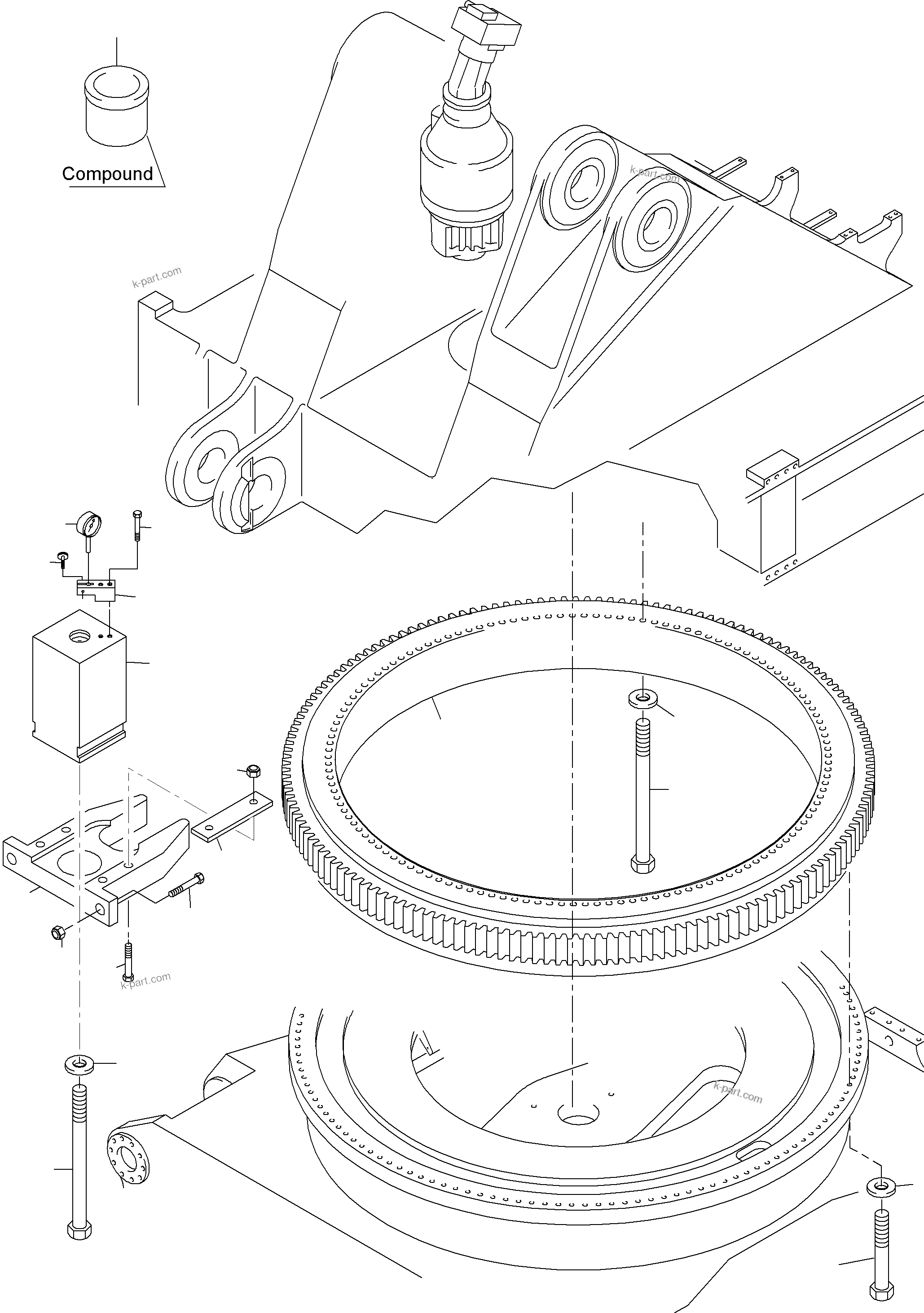 Komatsu parts book diagram for PC8000-6E S/N 12087: SLEW RING ARR.