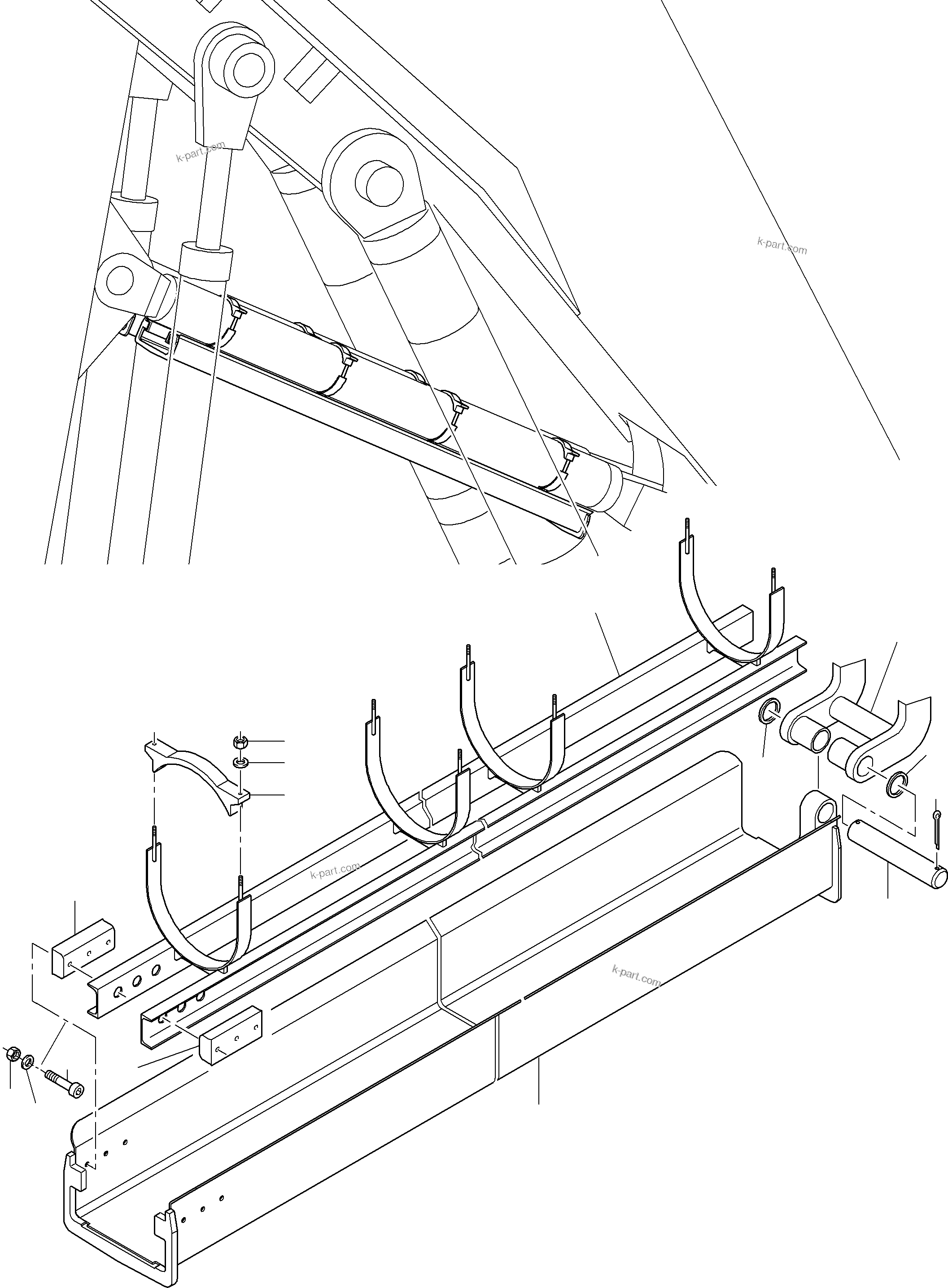 Komatsu parts book diagram for PC8000-6E S/N 12088: STICK CYLINDER - ROD PROTECTION