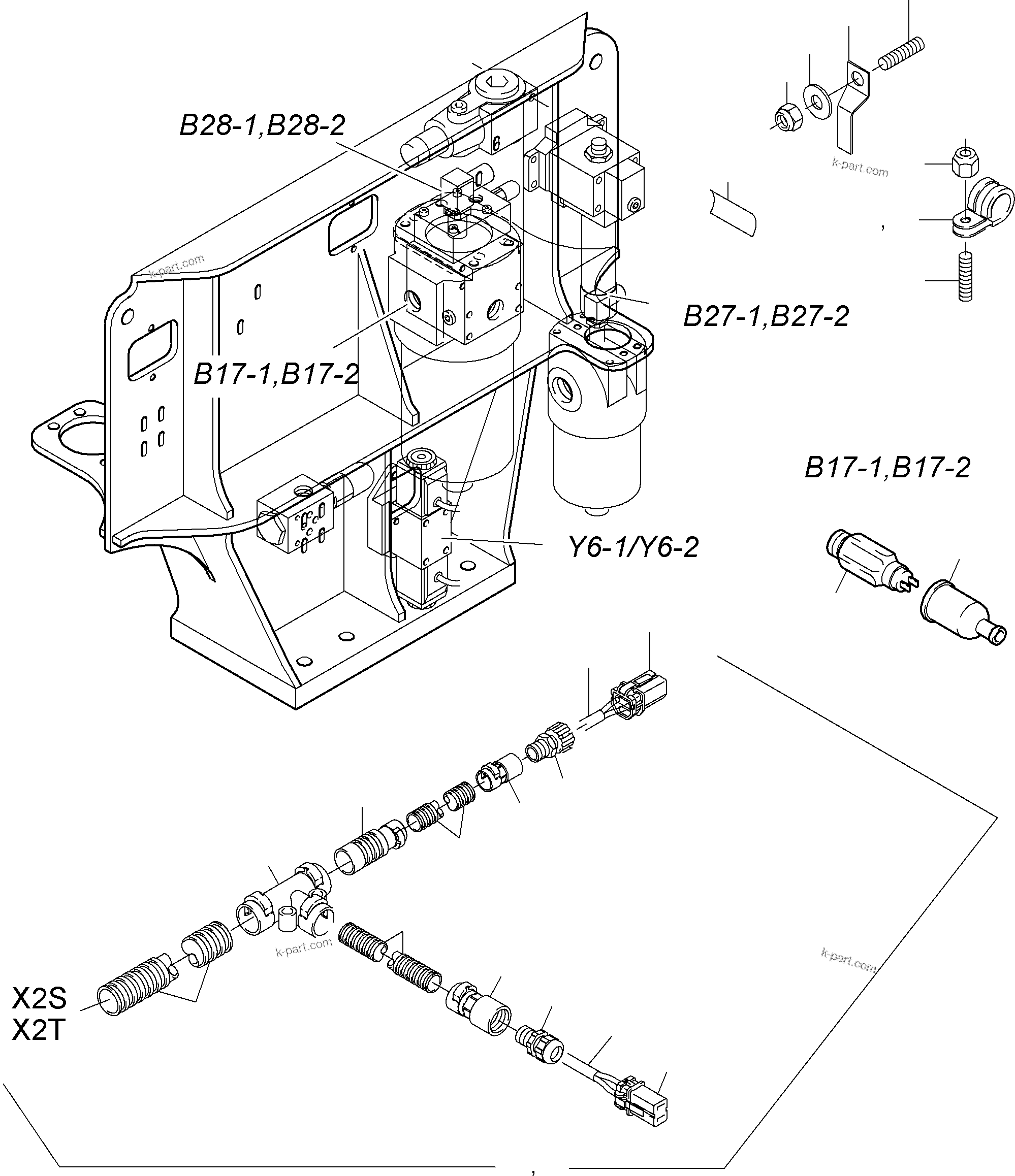 Komatsu parts book diagram for PC8000-6E S/N 12088: CABLES - CONTROL AND FILTER PLATE 1 AND 2