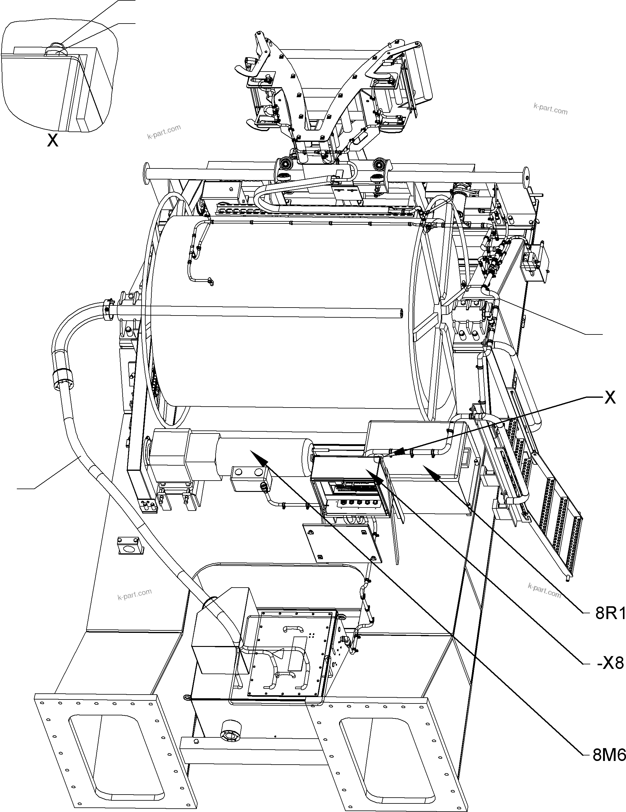 Komatsu parts book diagram for PC8000-6E S/N 12088: CABLES- CABLE DUCT