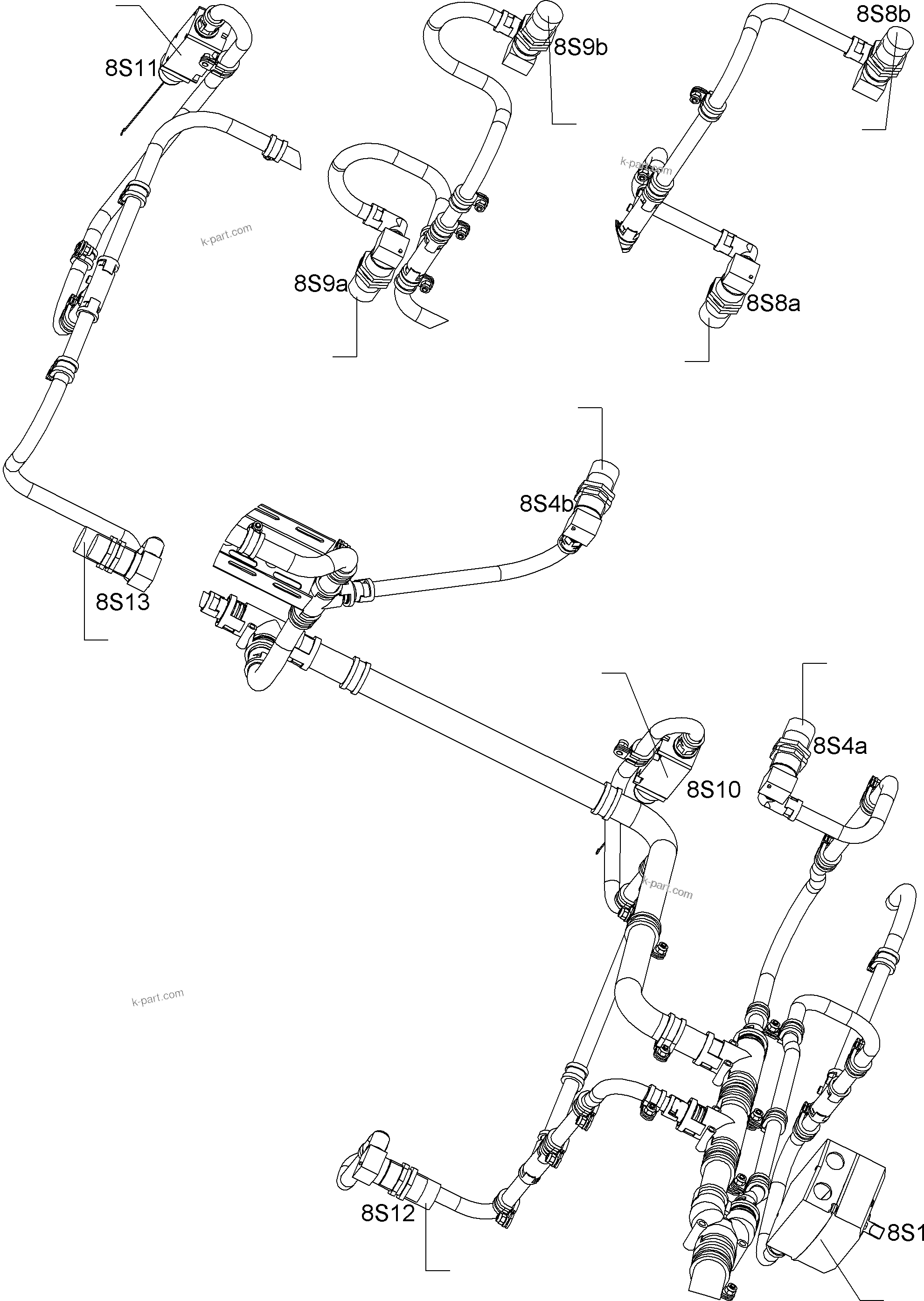 Komatsu parts book diagram for PC8000-6E S/N 12088: CABLES- CABLE DUCT