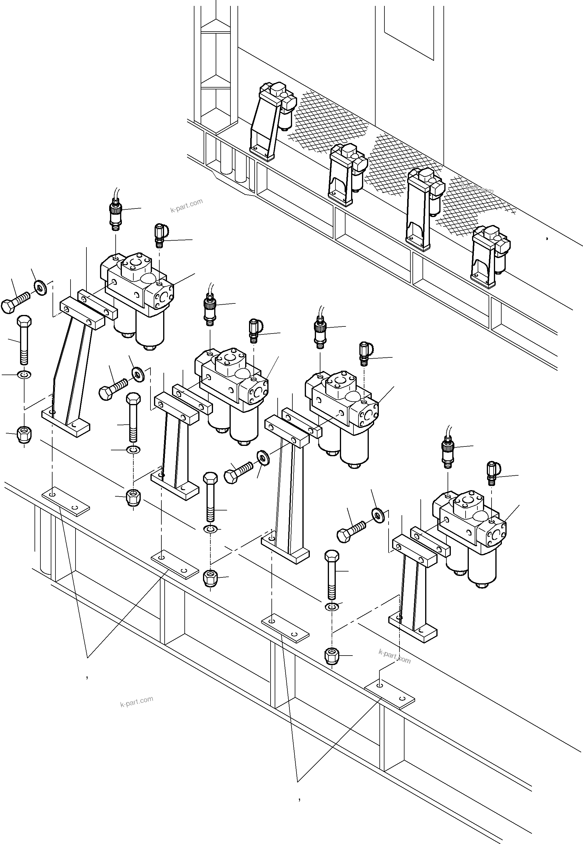 Komatsu parts book diagram for PC8000-6E S/N 12088: H.P. FILTER ARRANGEMENT