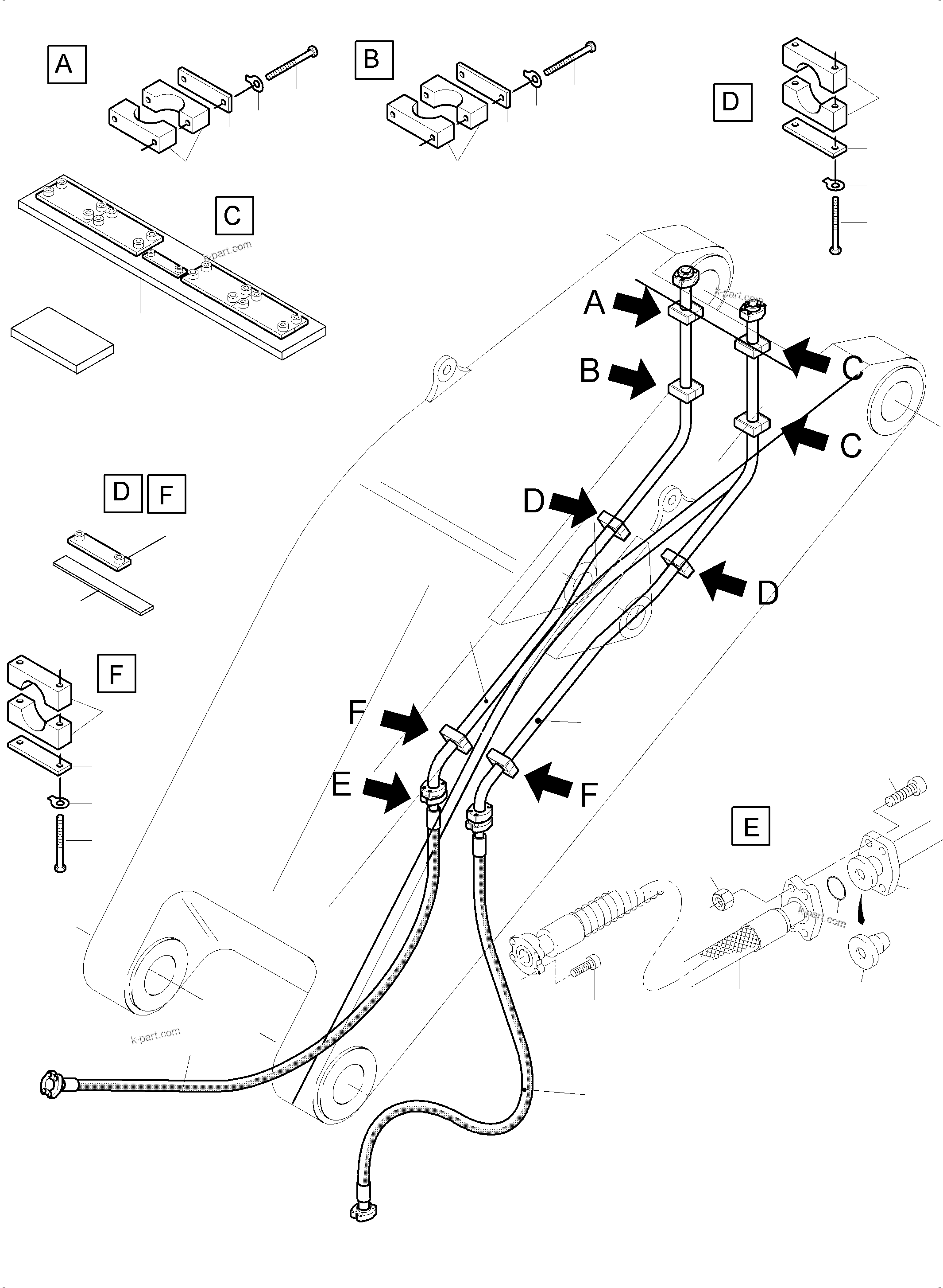 Komatsu parts book diagram for PC8000-6E S/N 12088: STICK 5,75M