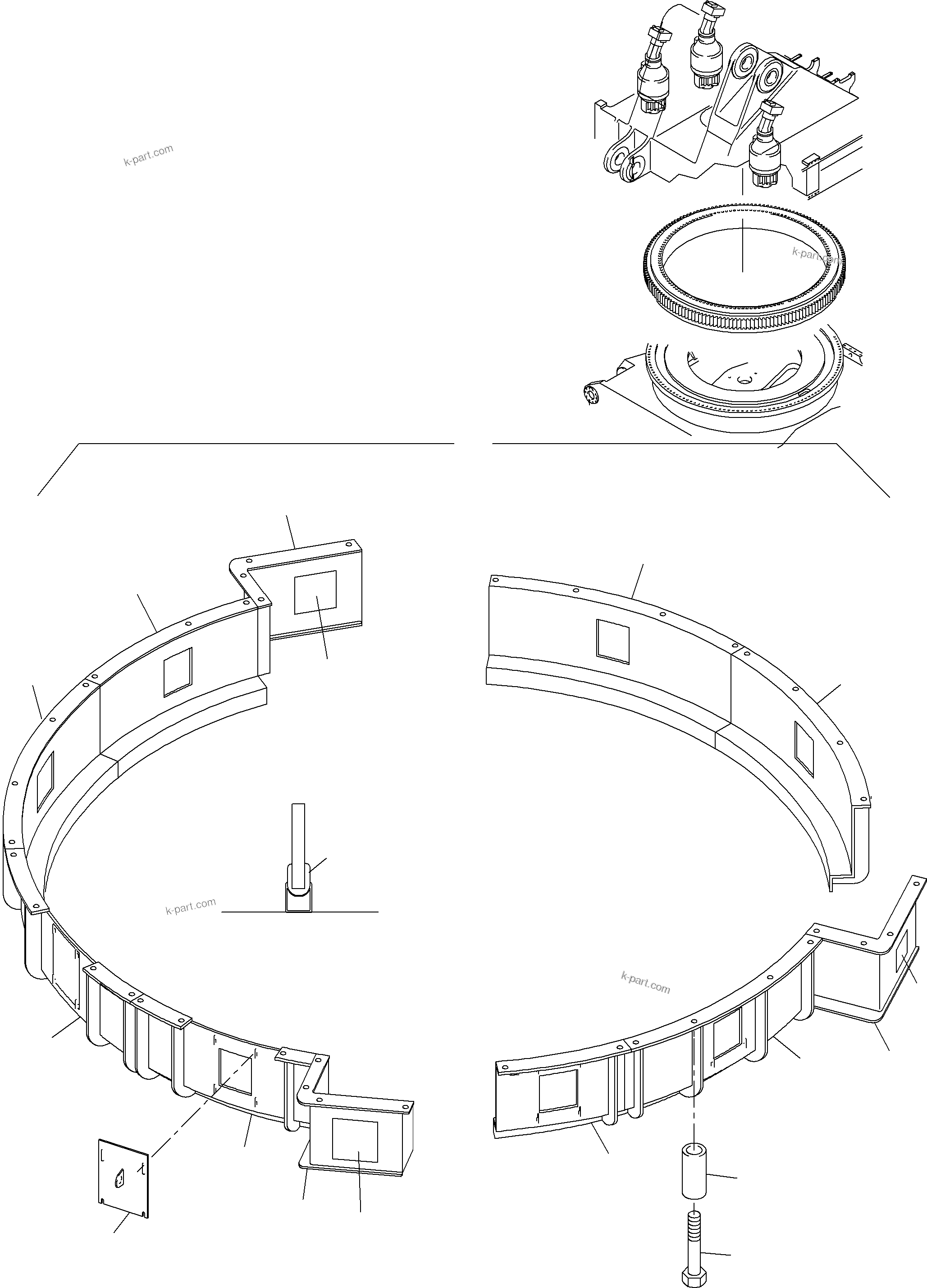 Komatsu parts book diagram for PC8000-6E S/N 12088: SLEW RING PROTECTION