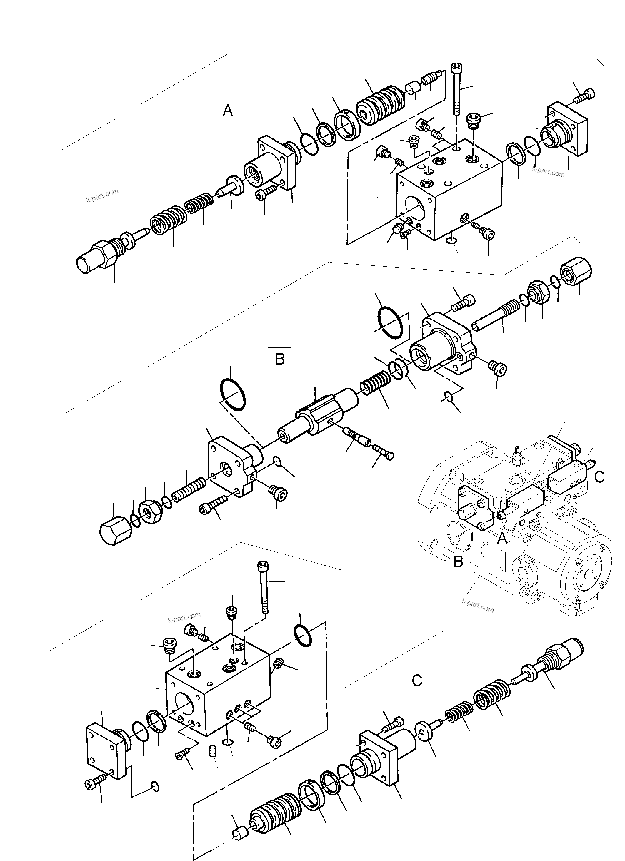 Komatsu parts book diagram for PC8000-6E S/N 12088: VARIABLE DISPLACEMENT PUMP