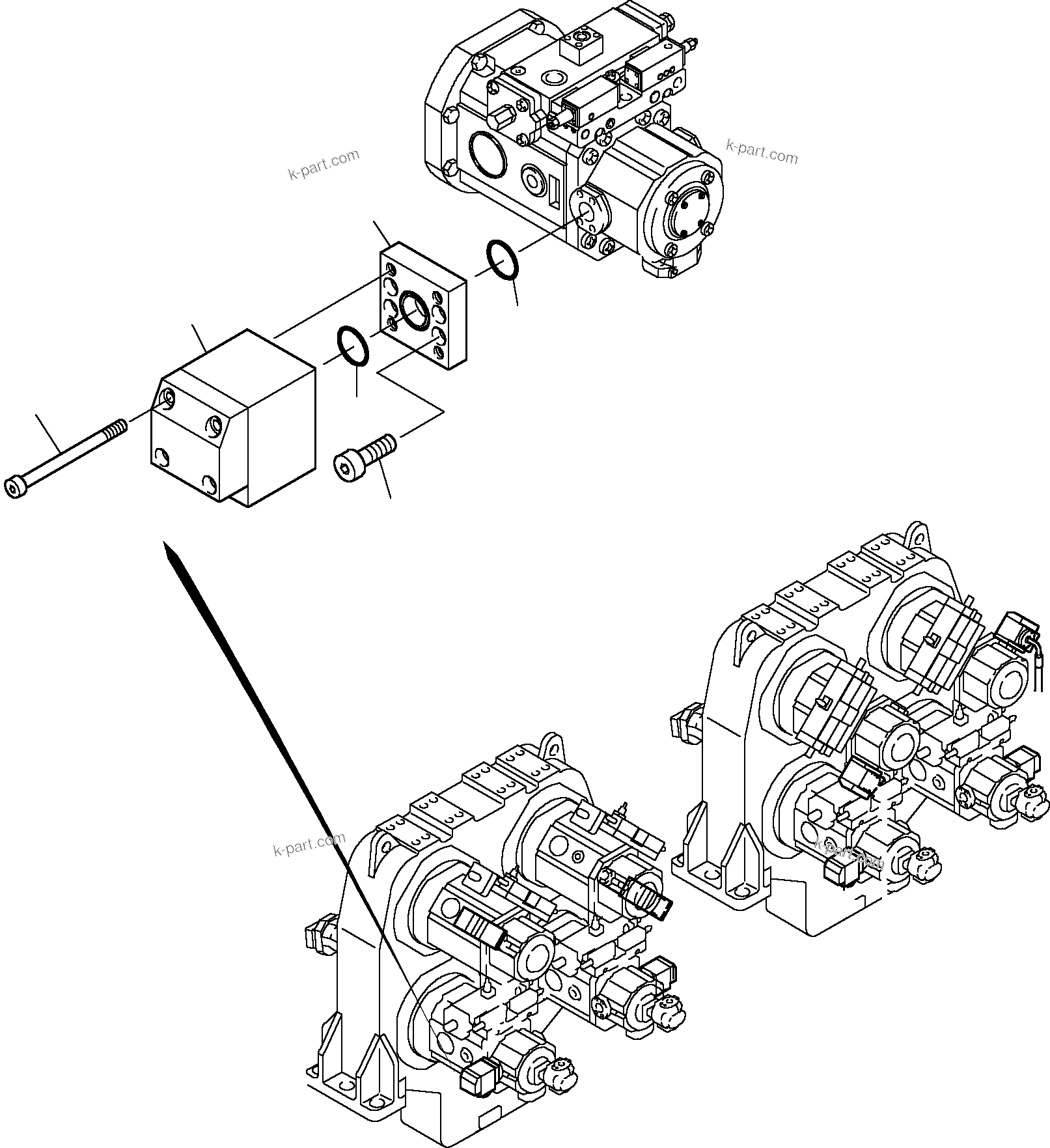 Komatsu parts book diagram for PC8000-6E S/N 12088: NON-RETURN VALVES AT THE MAIN PUMPS (FRONT AND REAR)