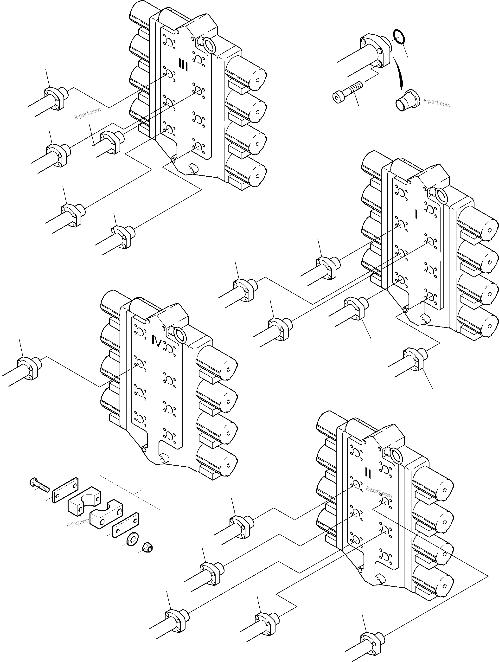 Komatsu parts book diagram for PC8000-6E S/N 12088: PIPES-CONTROL BLOCKS